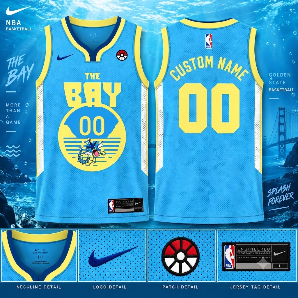 Golden State Warriors Gyarados The Bay Custom Number 00 Blue Basketball Jersey Fan Apparel 1 - Unicasport Golden State Warriors Gyarados The Bay Custom Number 00 Blue Basketball Jersey Fan Apparel