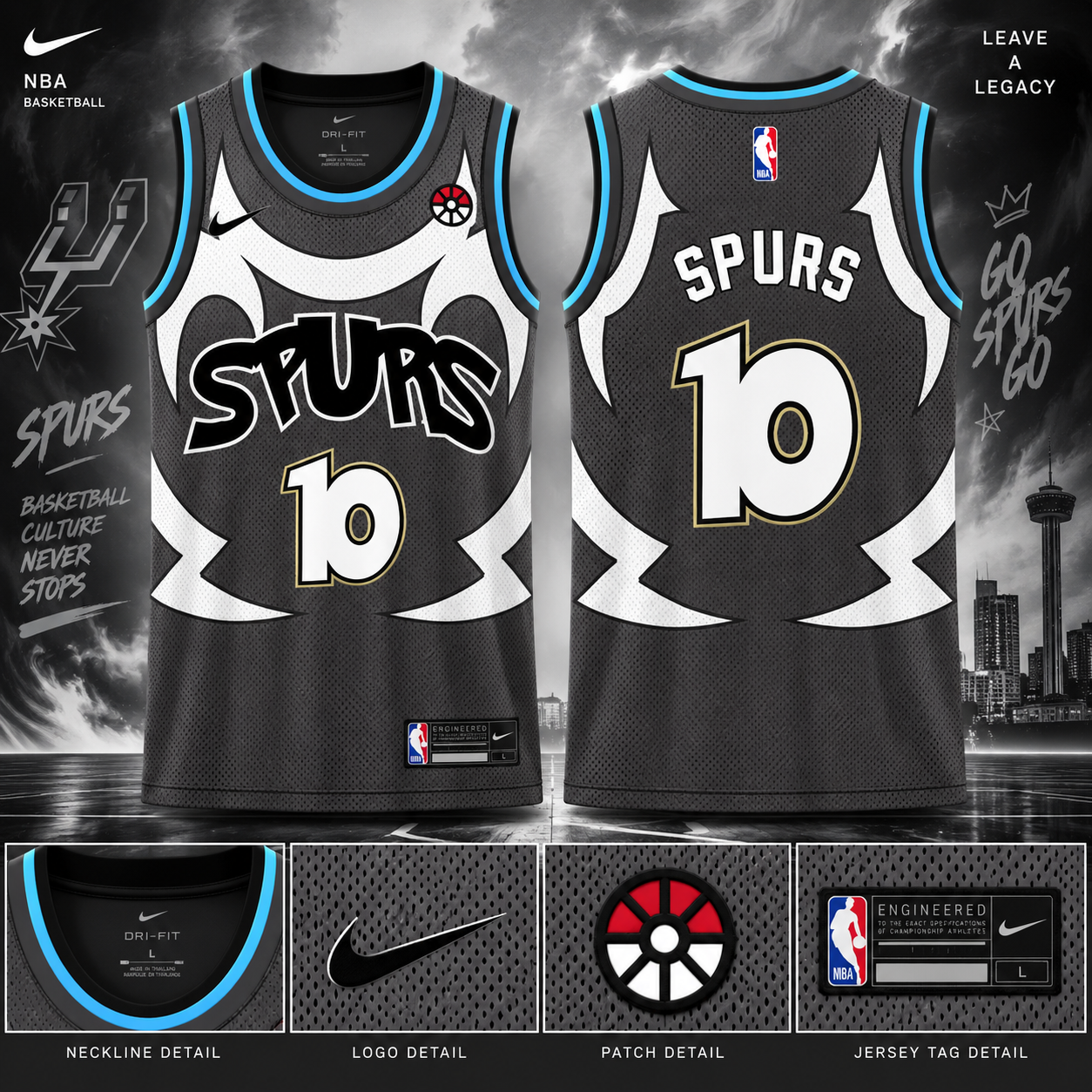 San Antonio Spurs Zebstrika Number 10 Black Basketball Jersey Fan Apparel 1 - Unicasport San Antonio Spurs Zebstrika Number 10 Black Basketball Jersey Fan Apparel
