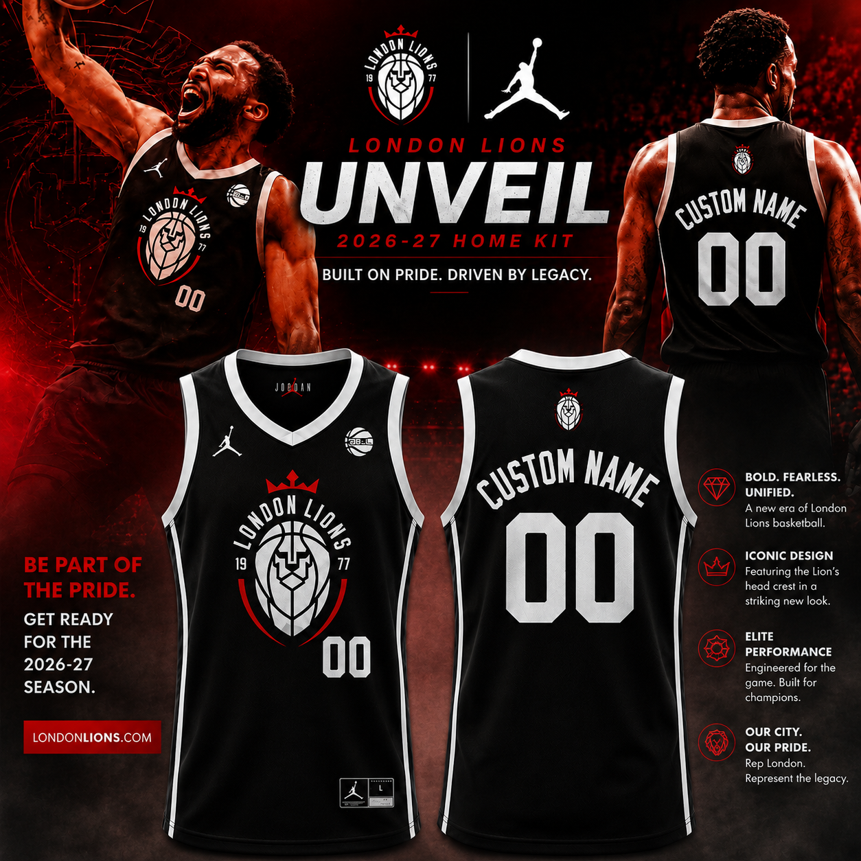London Lions 2026-27 Custom Name 00 Home Basketball Jersey Personalized Basketball Fan Apparel 1 - Unicasport London Lions 2026-27 Custom Name 00 Home Basketball Jersey Personalized Basketball Fan Apparel