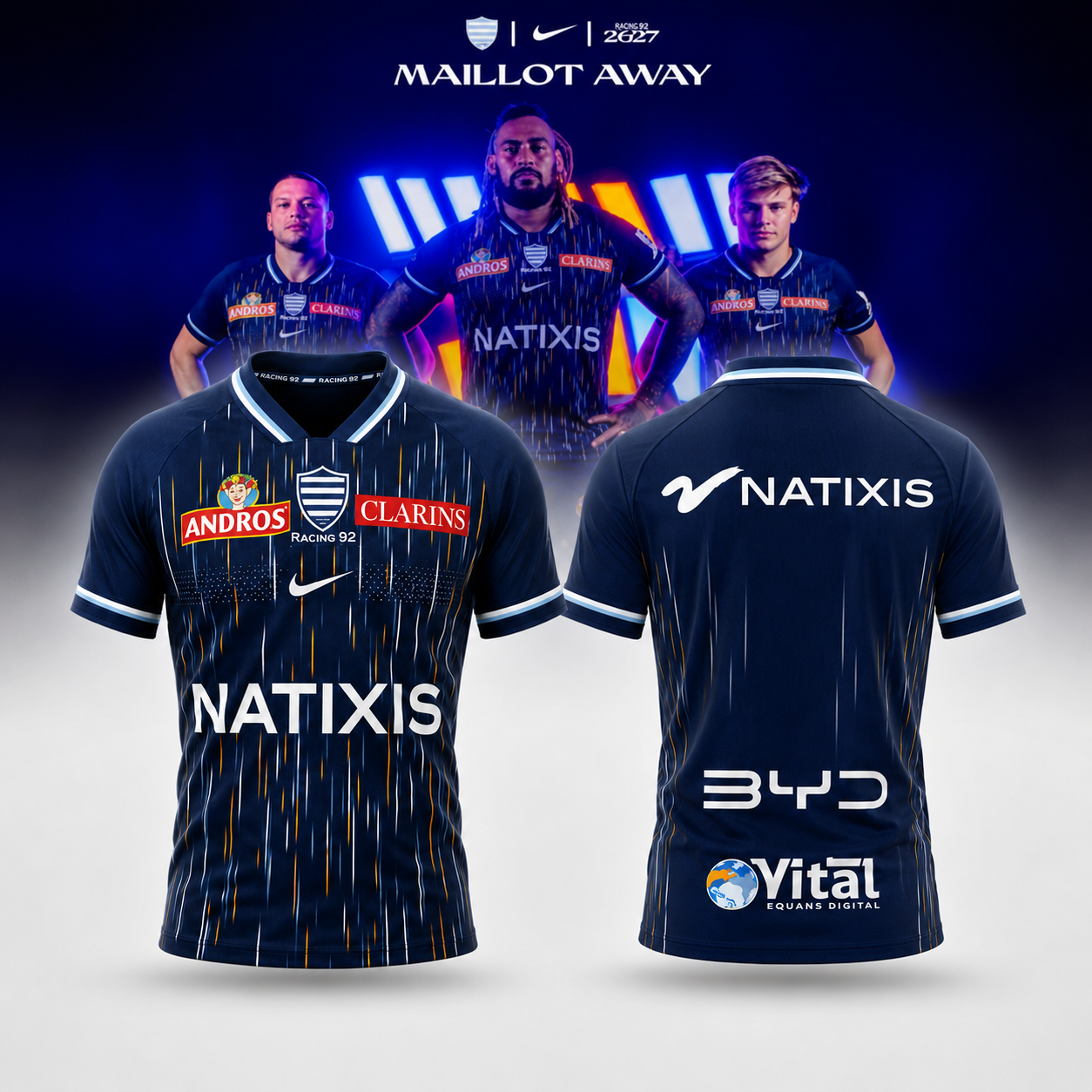 Racing 92 2026-27 Away Collection Rugby Jersey Navy Fan Edition 2 - Unicasport Racing 92 2026-27 Away Collection Rugby Jersey Navy Fan Edition