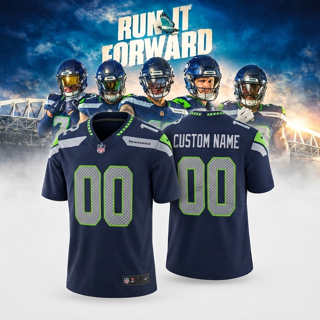 Seattle Seahawks Run It Forward Custom Name 00 Football Jersey NFL Fan Apparel Navy Blue Personalized Game Style 1 - Unicasport Seattle Seahawks Run It Forward Custom Name 00 Football Jersey NFL Fan Apparel Navy Blue Personalized Game Style