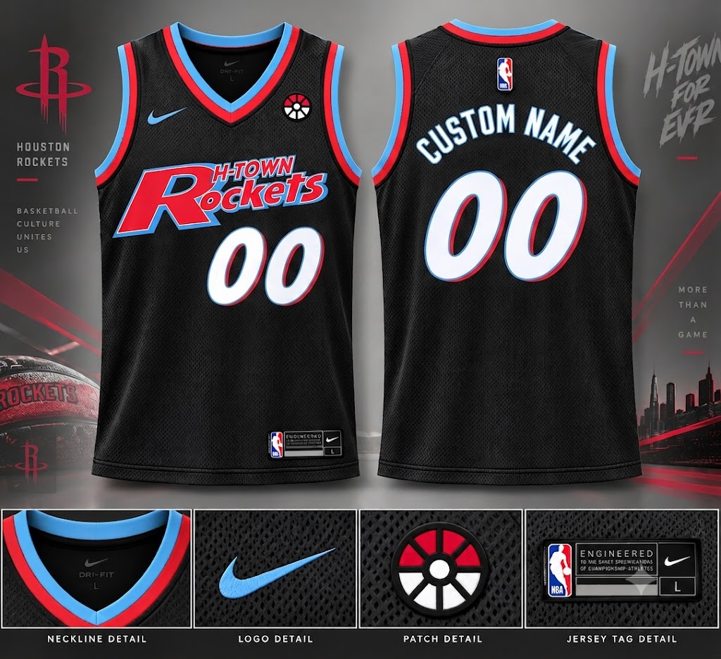 Houston Rockets H Town Team Rocket Custom Number 00 Black Basketball Jersey Fan Apparel 1 - Unicasport Houston Rockets H Town Team Rocket Custom Number 00 Black Basketball Jersey Fan Apparel