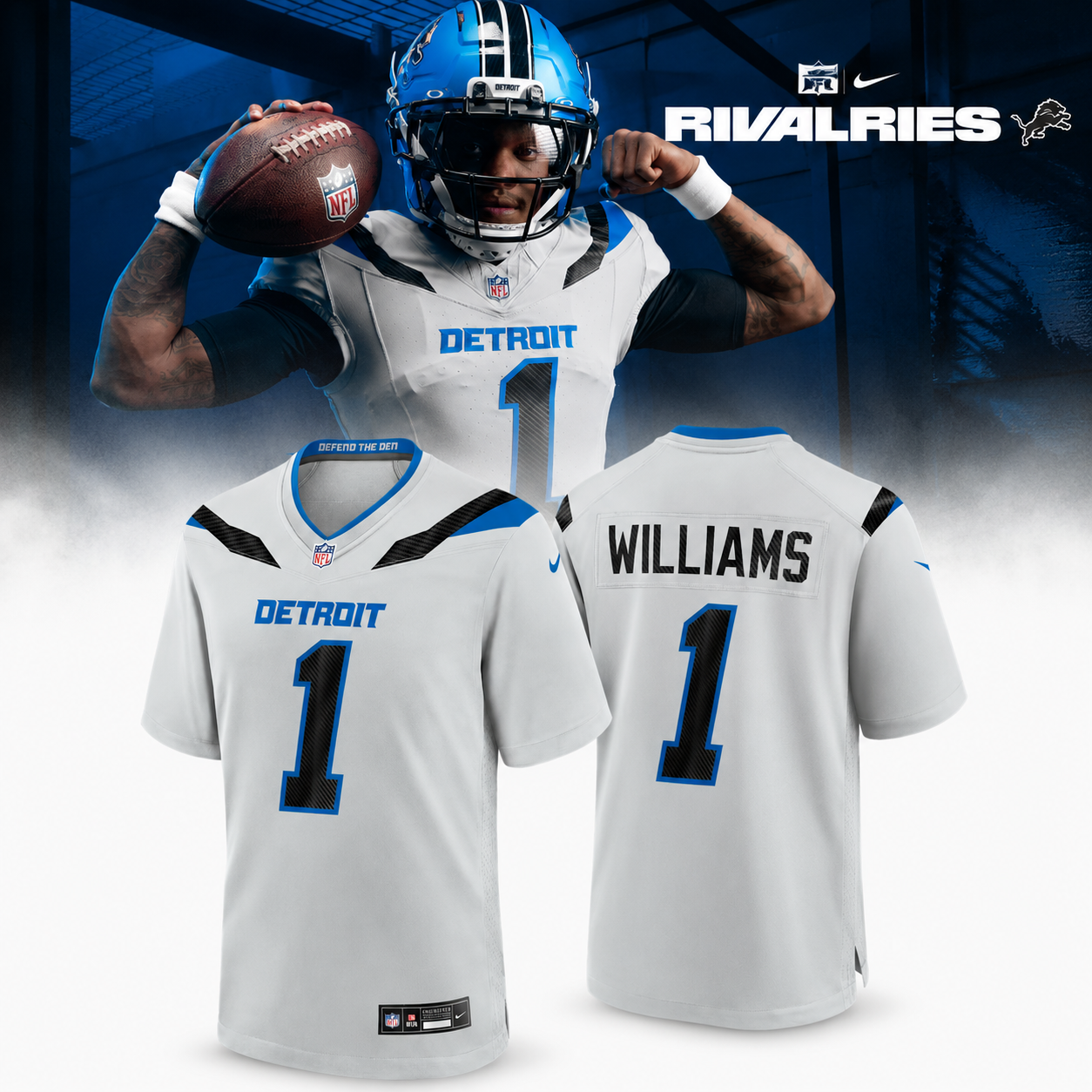 Jameson Williams Detroit Lions Rivalries Football Jersey 2026 Game Day Fan Edition Sports Shirt for Men and Women 1 - Unicasport Jameson Williams Detroit Lions Rivalries Football Jersey 2026 Game Day Fan Edition Sports Shirt for Men and Women