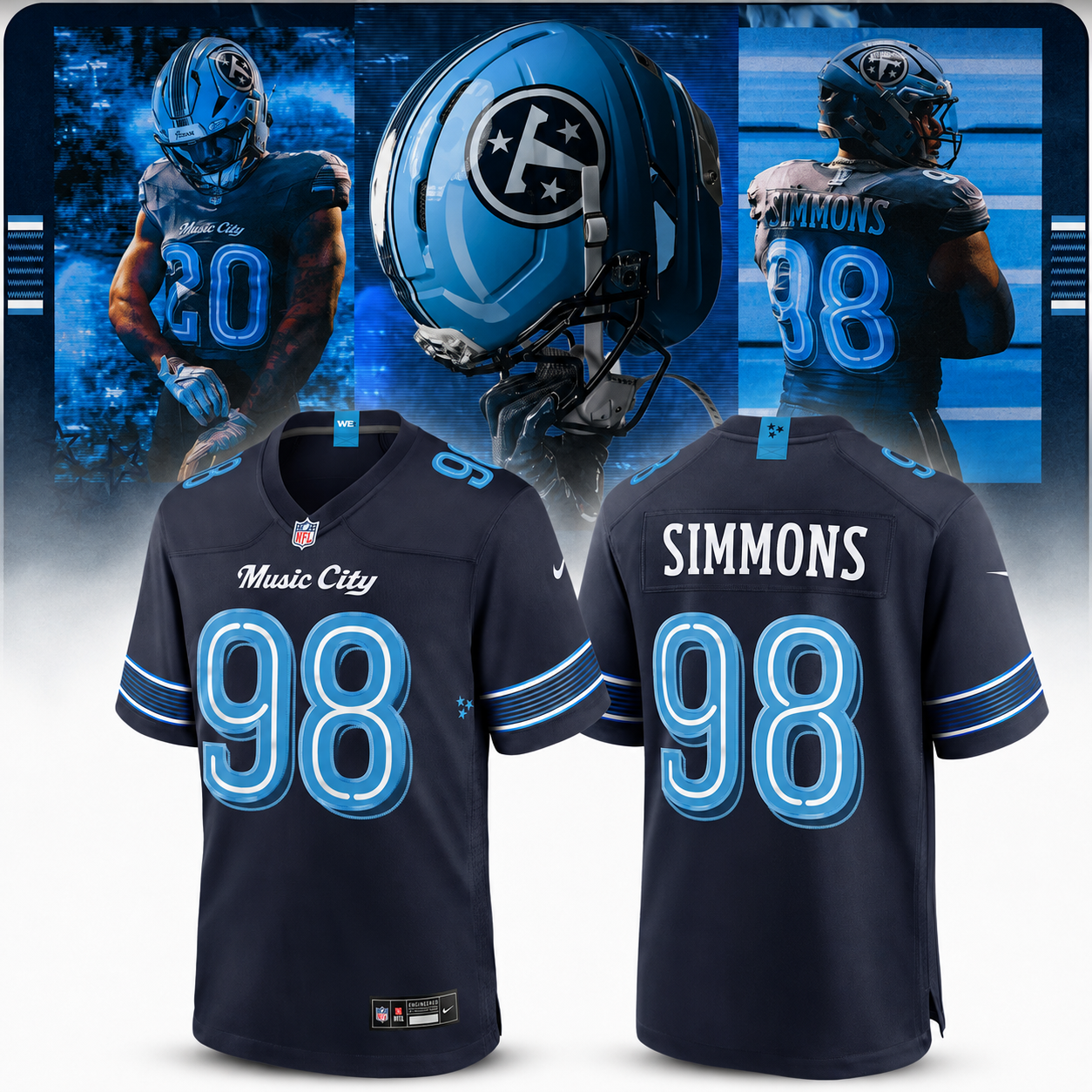 Jeffery Simmons Tennessee Titans Rivalries Collection Men’s Football Game Jersey Number 98 Game Day Fan Apparel Gift for Men and Women 2 - Unicasport Jeffery Simmons Tennessee Titans Rivalries Collection Men’s Football Game Jersey Number 98 Game Day Fan Apparel Gift for Men and Women
