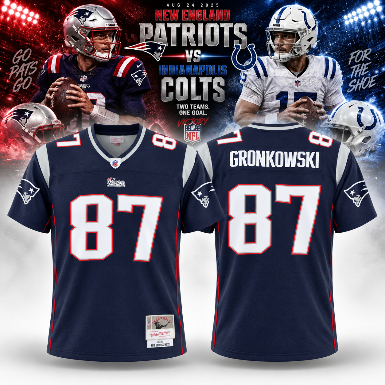 New England Patriots Rob Gronkowski 87 Retired Legacy 2025 August 24 vs Indianapolis Colts Football Jersey NFL 1 - Unicasport New England Patriots Rob Gronkowski 87 Retired Legacy 2025 August 24 vs Indianapolis Colts Football Jersey NFL
