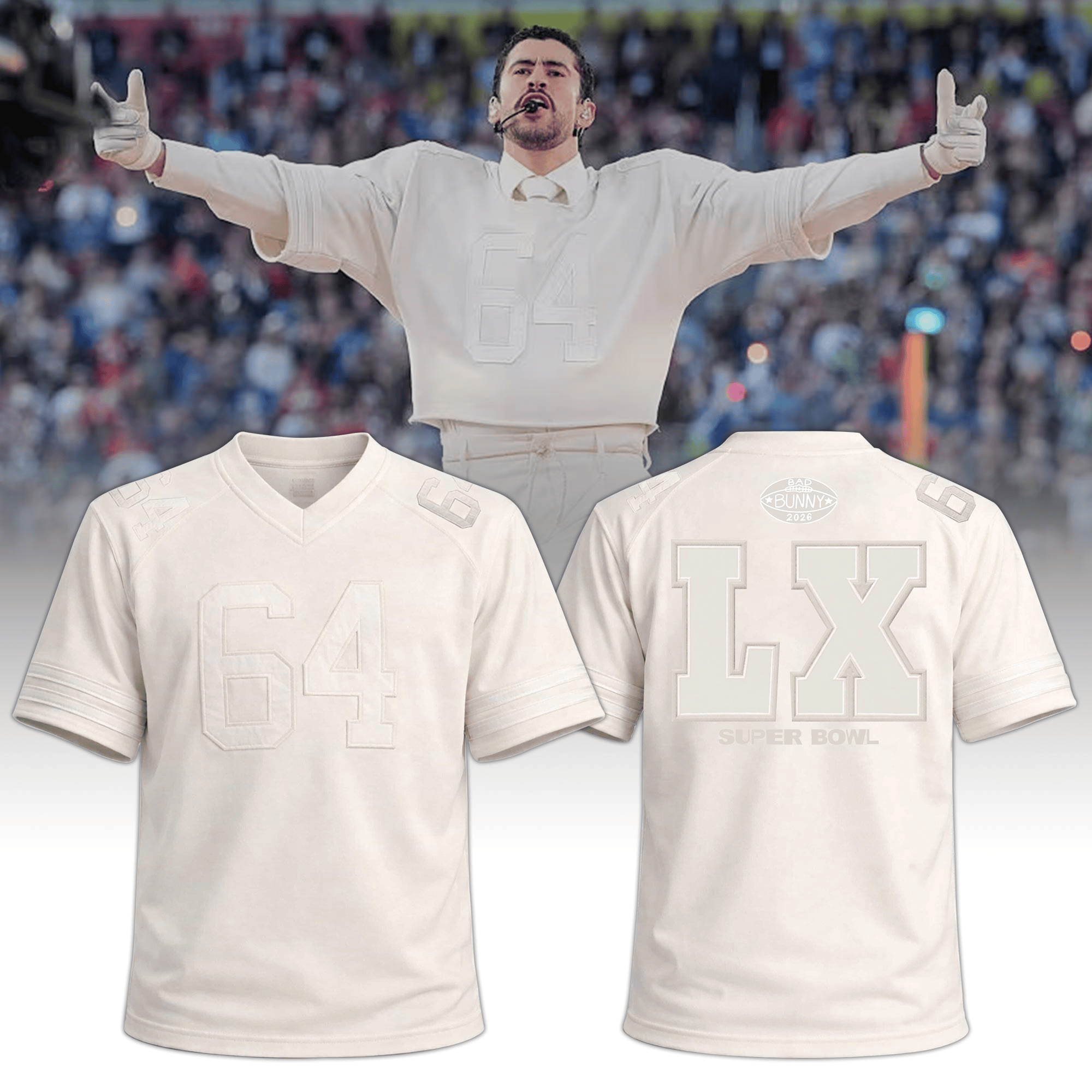 Bad Bunny Ocasio 64 Jersey Bad Bunny Super Bowl LIX 2026 Merch 1 - Unicasport Bad Bunny Ocasio 64 Jersey Bad Bunny Super Bowl LIX 2026 Merch