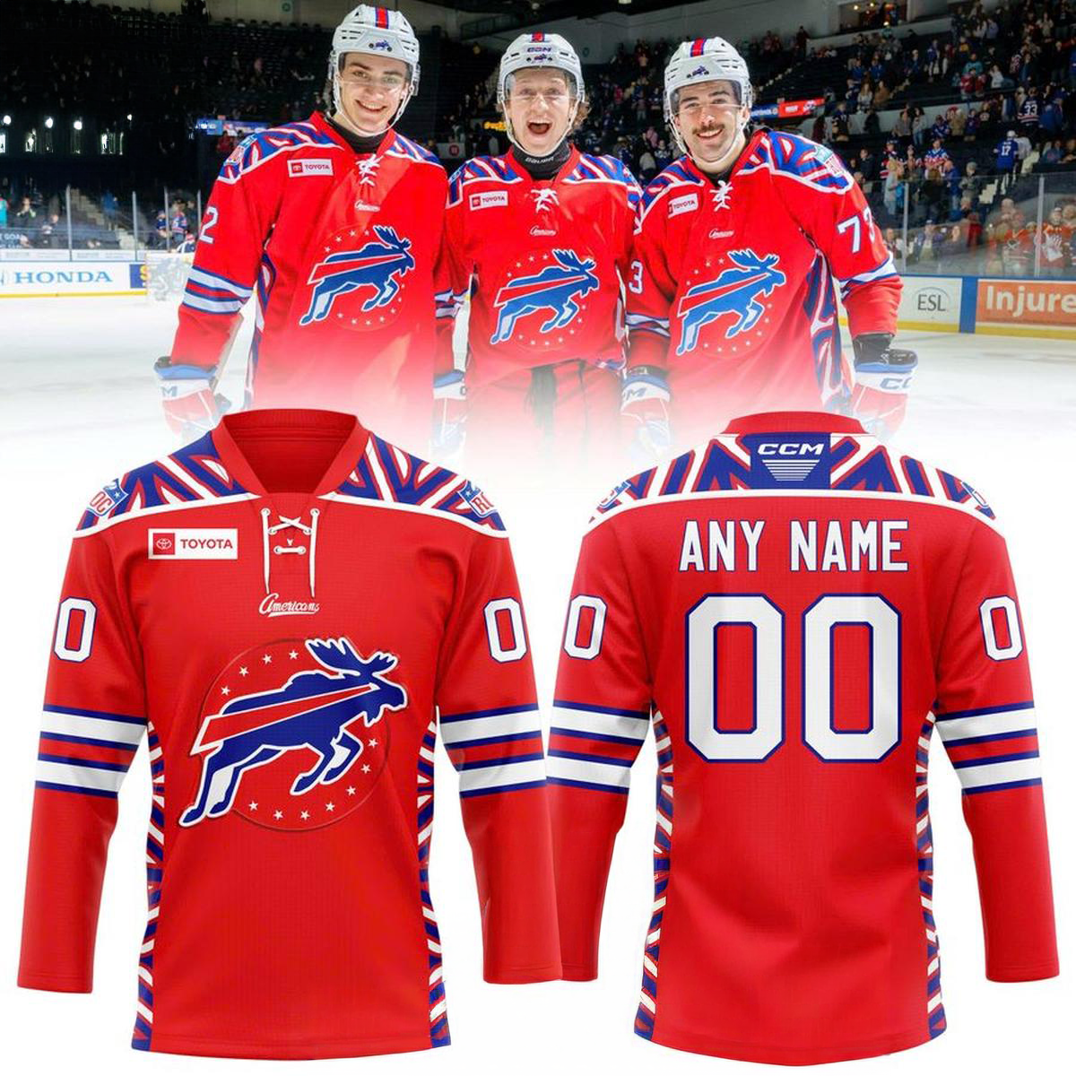 Personalized Rochester Americans NFL Bills 2026 Game Day Hockey Jersey Gifts For Hockey Fan 1 - Unicasport Personalized Rochester Americans NFL Bills 2026 Game Day Hockey Jersey Gifts For Hockey Fan