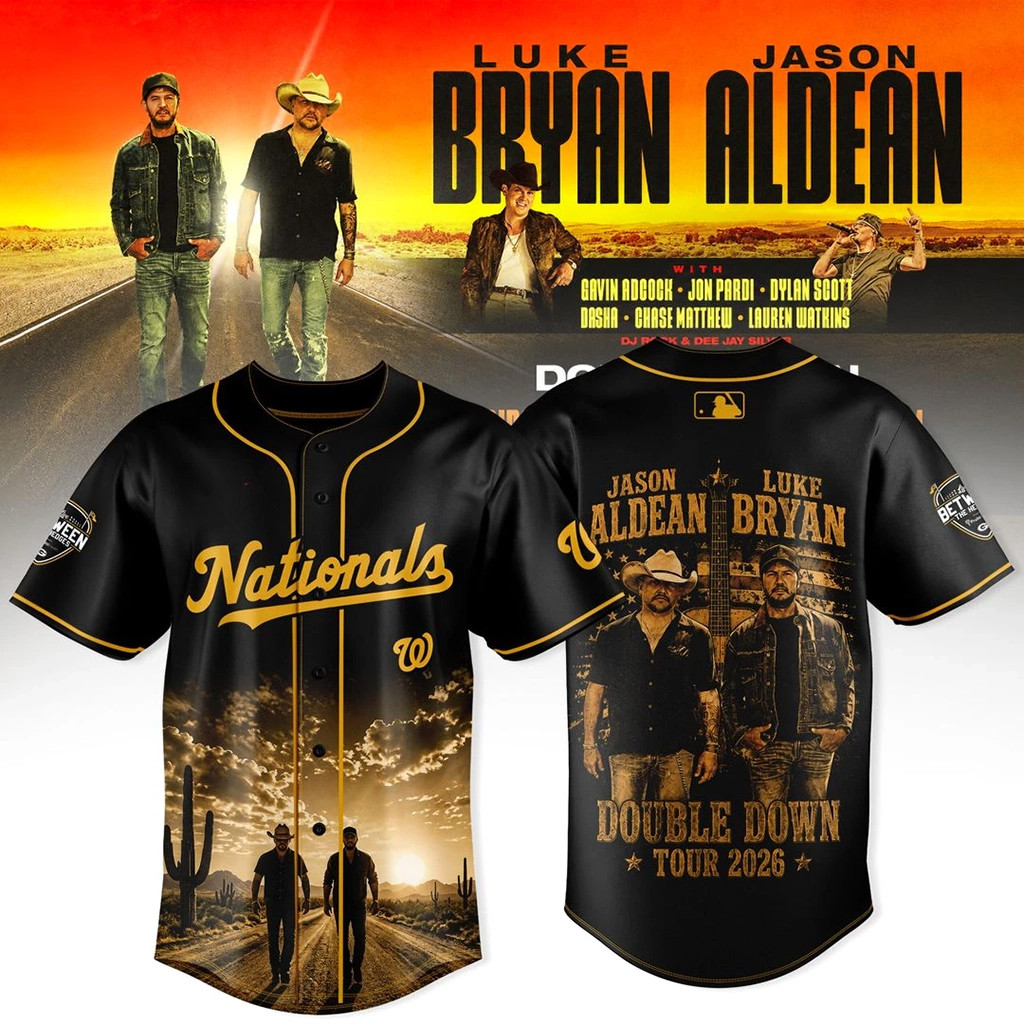Washington Nationals X Jason Aldean And Luke Bryan Double Down Tour 2026 Jersey Fan Merch 1 - Unicasport Washington Nationals X Jason Aldean And Luke Bryan Double Down Tour 2026 Jersey Fan Merch