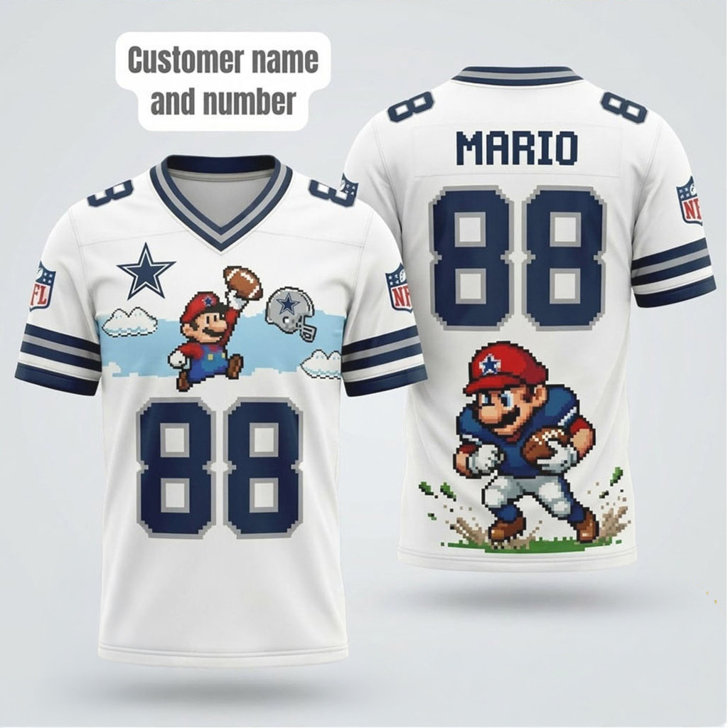 Personalized Dallas Cowboys Mario 88 Pixel Character NFL Football Jersey Dallas Cowboys Merch 1 - Unicasport Personalized Dallas Cowboys Mario 88 Pixel Character NFL Football Jersey Dallas Cowboys Merch