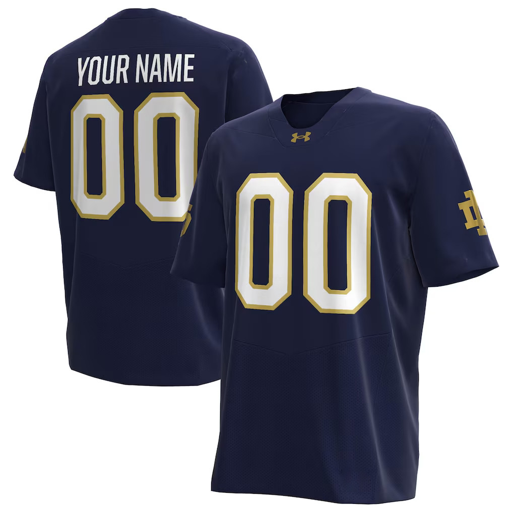 Personalized Notre Dame Merch 2026 Notre Dame Fighting Irish Under Armour Football Jersey Navy