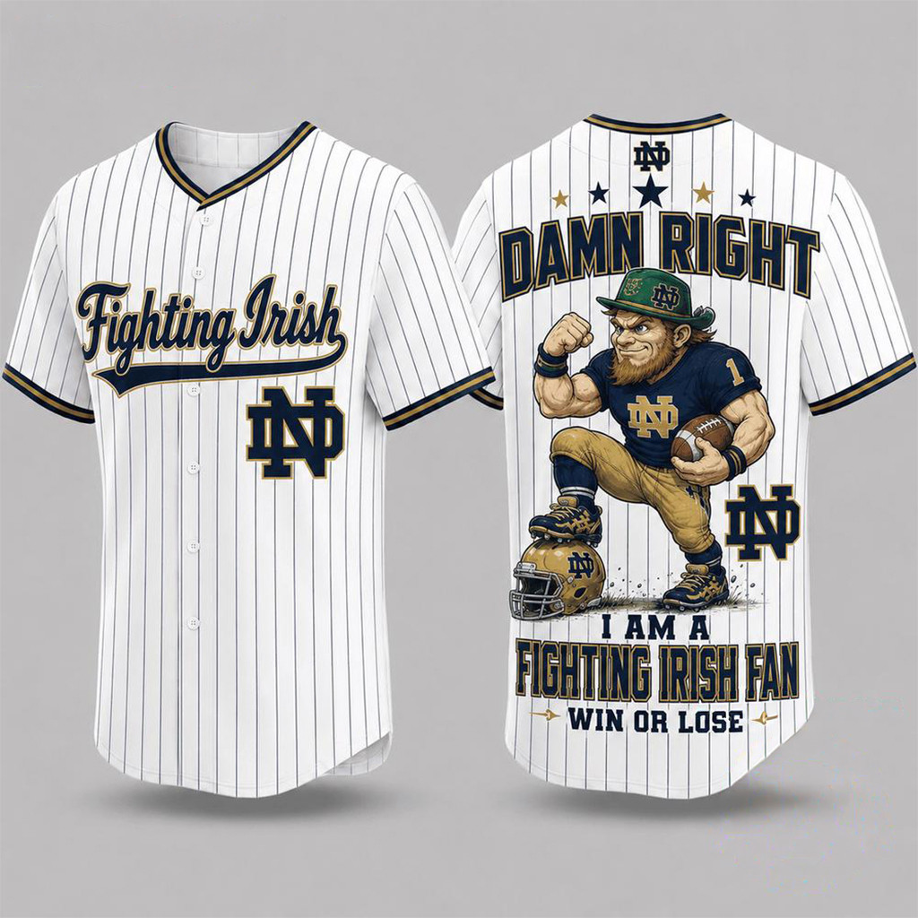 Notre Dame Fighting Irish Mascot Forever Loyal Fan Baseball Jersey Fighting Irish Merch 1 - Unicasport Notre Dame Fighting Irish Mascot Forever Loyal Fan Baseball Jersey Fighting Irish Merch