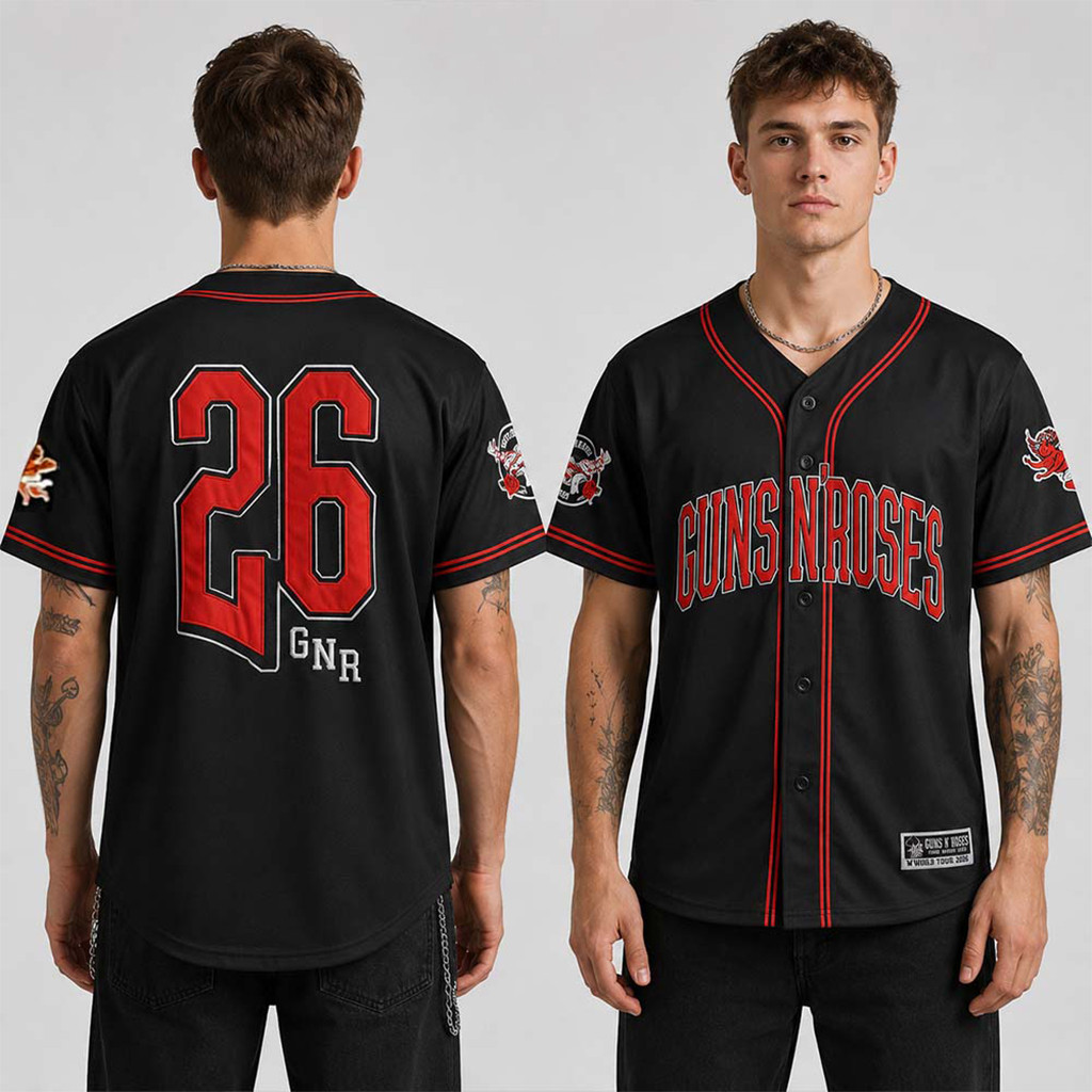 Guns N Roses World Tour 2026 Baseball Jersey Guns N Roses Merch Present Ideas 1 - Unicasport Guns N Roses World Tour 2026 Baseball Jersey Guns N Roses Merch Present Ideas