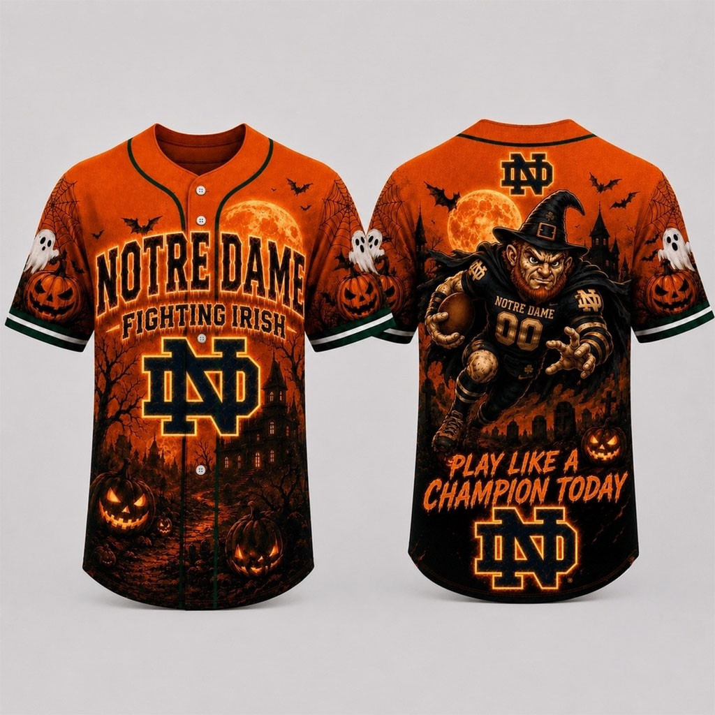 Notre Dame Fighting Irish 2026 Haunted Night Halloween Baseball Jersey Notre Dame Merch Gifts 1 - Unicasport Notre Dame Fighting Irish 2026 Haunted Night Halloween Baseball Jersey Notre Dame Merch Gifts