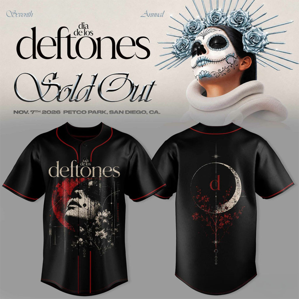 Deftones Merch 2026 Seventh Annual Dia De Los Deftones Dark Surrealist Art Baseball Jersey Black 1 - Unicasport Deftones Merch 2026 Seventh Annual Dia De Los Deftones Dark Surrealist Art Baseball Jersey Black