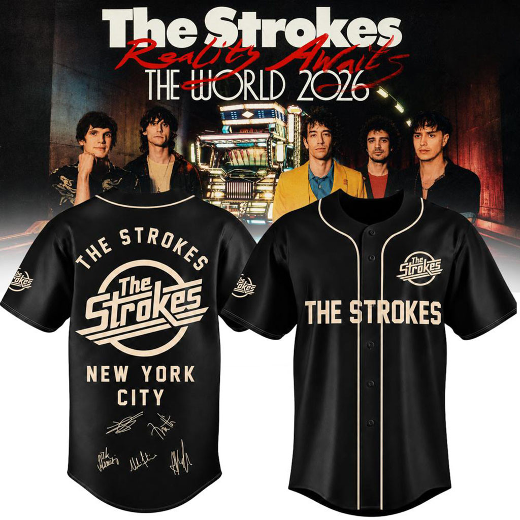 The Strokes Reality Awaits Tour 2026 NYC Signature Baseball Jersey The Strokes Merch Fan Gear 1 - Unicasport The Strokes Reality Awaits Tour 2026 NYC Signature Baseball Jersey The Strokes Merch Fan Gear