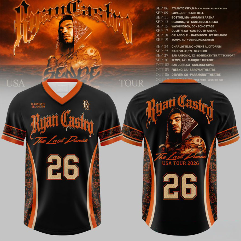 Ryan Castro Sende The Last Dance USA Tour 2026 V-Neck Jersey Ryan Castro Merch Rapper Fan Gifts 1 - Unicasport Ryan Castro Sende The Last Dance USA Tour 2026 V-Neck Jersey Ryan Castro Merch Rapper Fan Gifts