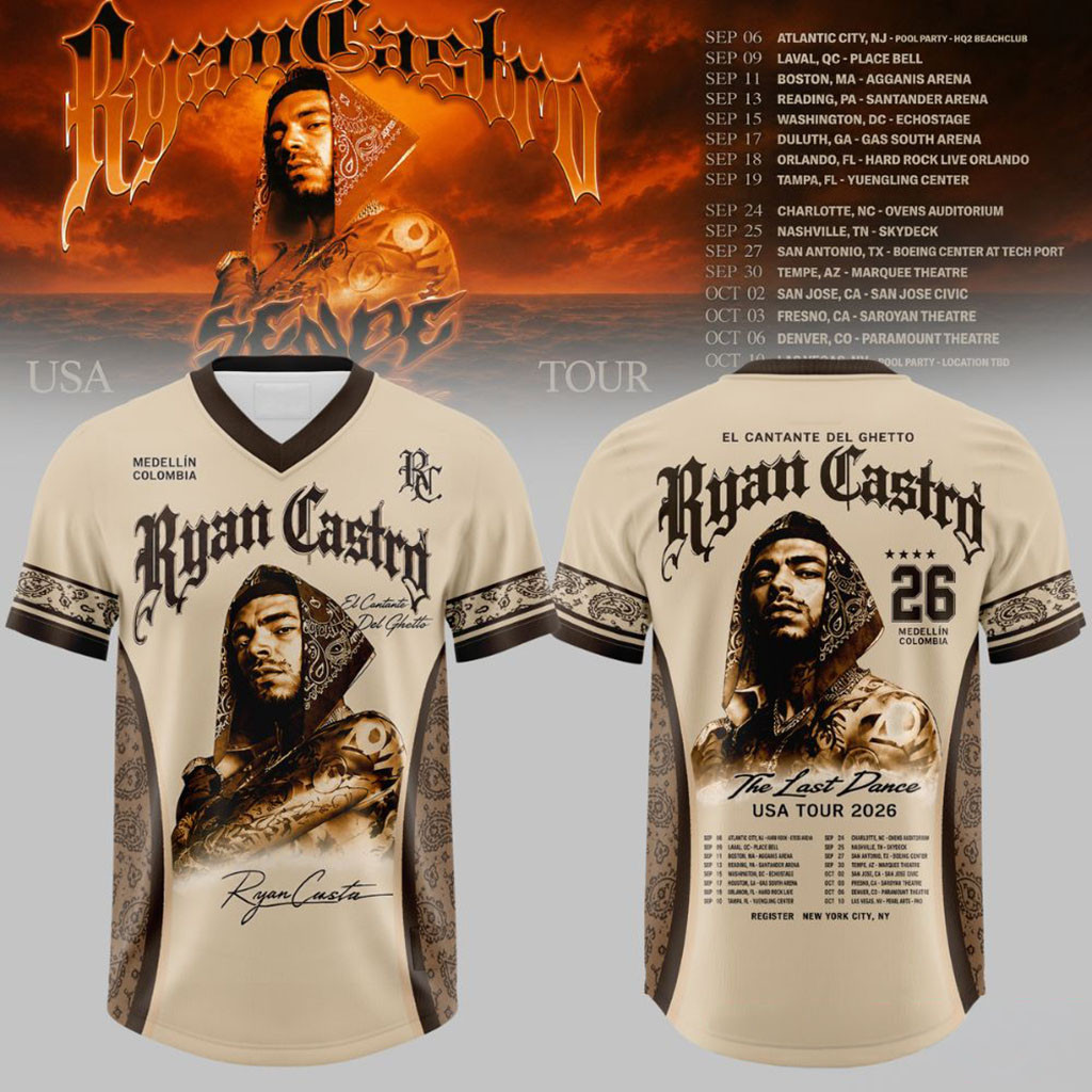 Ryan Castro Sende The Last Dance USA Tour 2026 V-Neck Jersey Ryan Castro Merch Gifts For Rapper 1 - Unicasport Ryan Castro Sende The Last Dance USA Tour 2026 V-Neck Jersey Ryan Castro Merch Gifts For Rapper