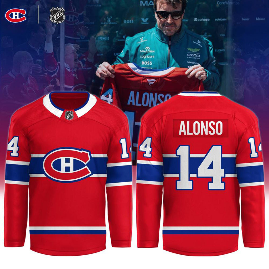 Fernando Alonso 14 Montreal Canadiens Hockey Jersey Canadiens Merch Gifts For Hockey Fan 1 - Unicasport Fernando Alonso 14 Montreal Canadiens Hockey Jersey Canadiens Merch Gifts For Hockey Fan