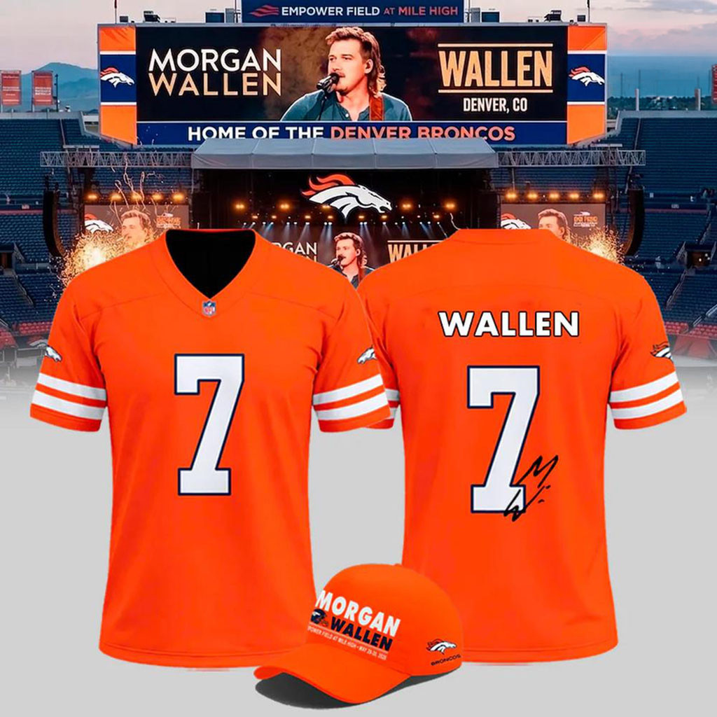 Morgan Wallen X Denver Broncos Orange Football Jersey Signed Morgan Wallen Tour Merch 2026