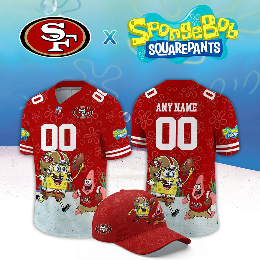 Custom San Francisco 49ers X SpongeBob Squarepants 2026 Night Jersey SF 49ers Merch Fan Gifts 1 - Unicasport Custom San Francisco 49ers X SpongeBob Squarepants 2026 Night Jersey SF 49ers Merch Fan Gifts