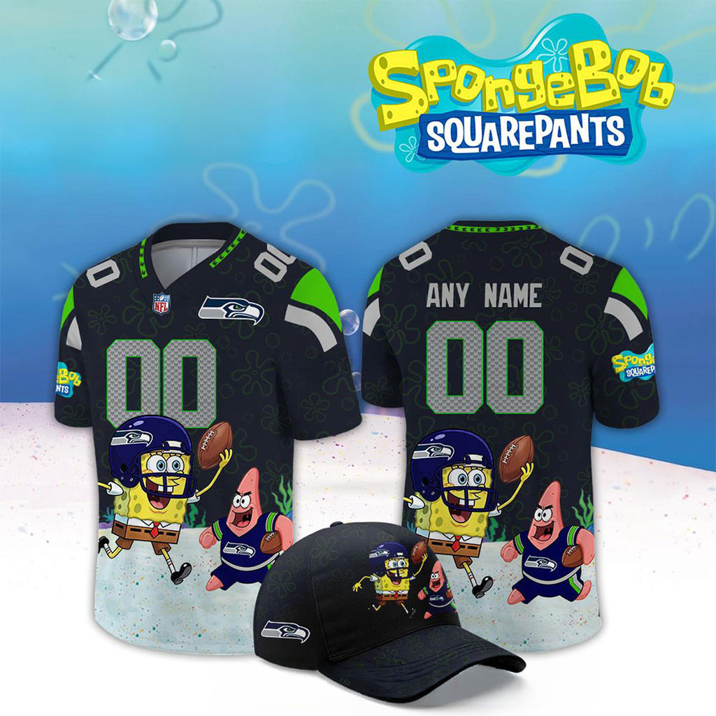 Custom Seattle Seahawks X SpongeBob Squarepants 2026 Night Jersey Seattle Seahawks Merch 1 - Unicasport Custom Seattle Seahawks X SpongeBob Squarepants 2026 Night Jersey Seattle Seahawks Merch