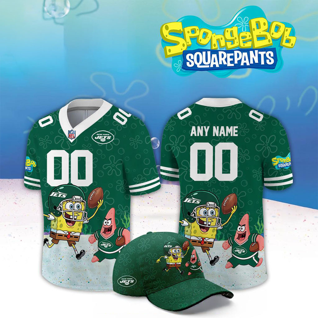 Personalized New York Jets X SpongeBob Squarepants 2026 Night Football Jersey NY Jets Merch
