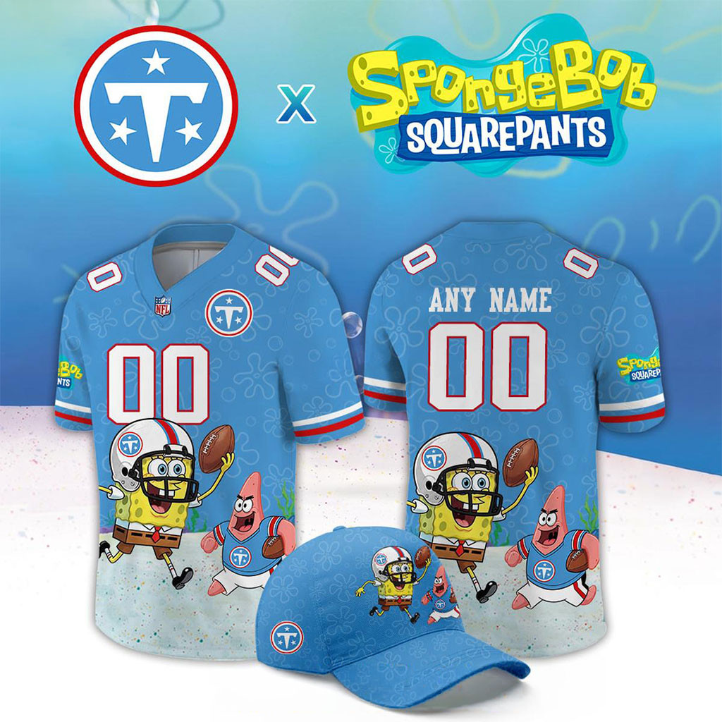 Custom Tennessee Titans X SpongeBob Squarepants 2026 Night Jersey Tennessee Titans Merch 1 - Unicasport Custom Tennessee Titans X SpongeBob Squarepants 2026 Night Jersey Tennessee Titans Merch