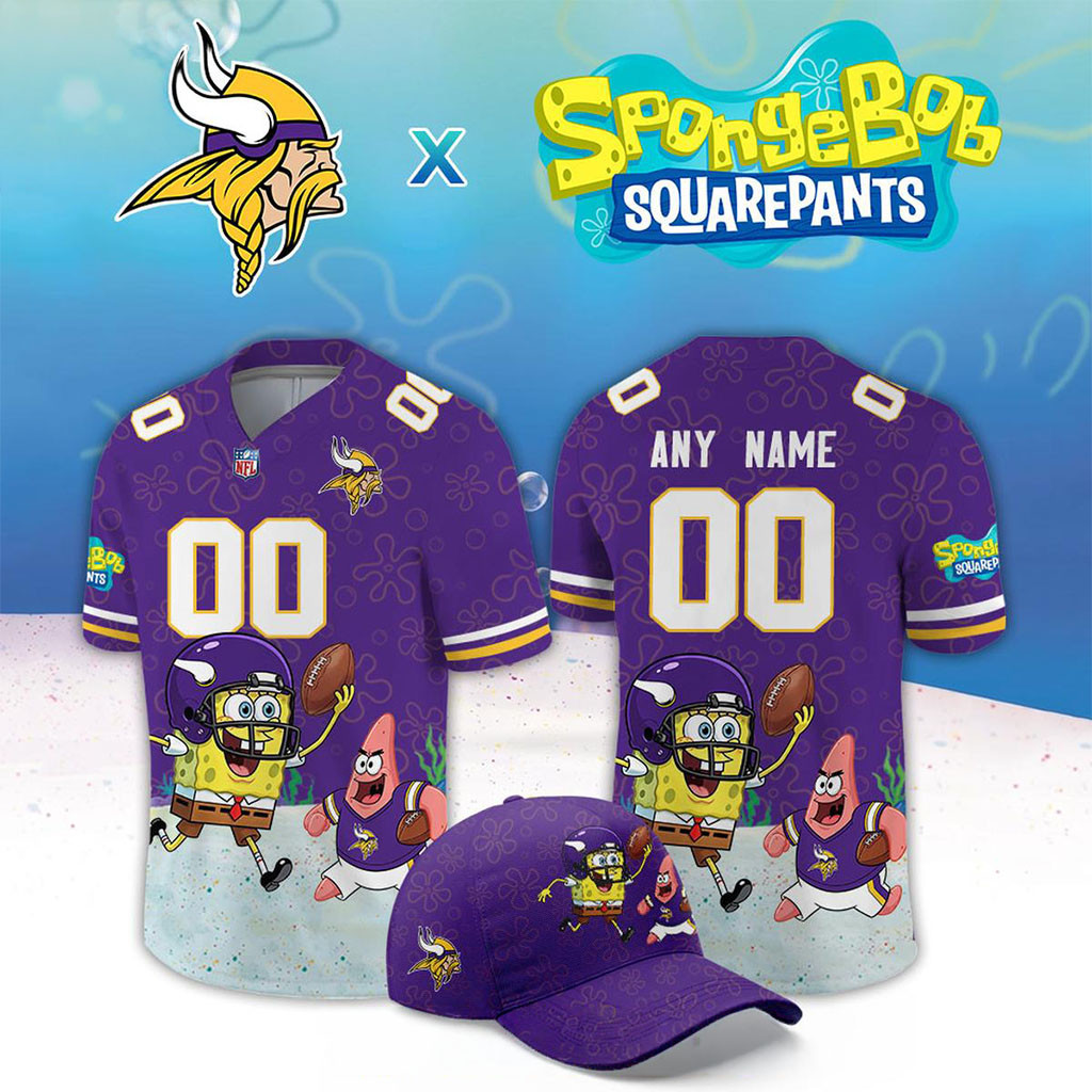 Personalized Minnesota Vikings X SpongeBob Squarepants 2026 Night Jersey MN Vikings Merch 1 - Unicasport Personalized Minnesota Vikings X SpongeBob Squarepants 2026 Night Jersey MN Vikings Merch