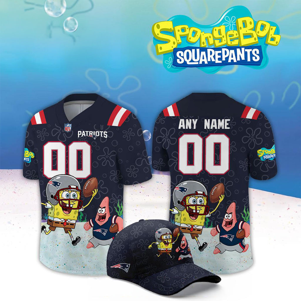 Personalized New England Patriots X SpongeBob Squarepants 2026 Night Jersey NE Patriots Merch 1 - Unicasport Personalized New England Patriots X SpongeBob Squarepants 2026 Night Jersey NE Patriots Merch