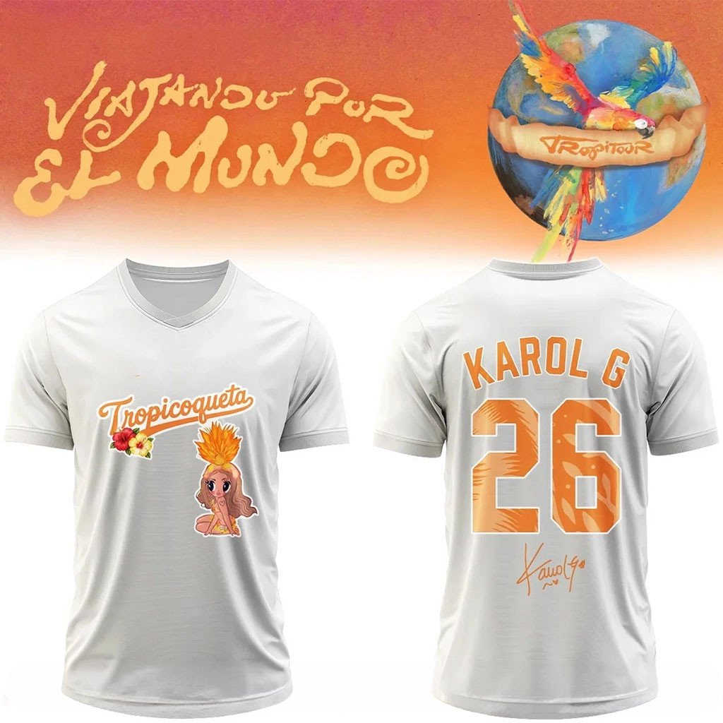 Karol G Nos Vamos de Tour Signature V-Neck Jersey Karol G Merch Gifts For Music Lovers 1 - Unicasport Karol G Nos Vamos de Tour Signature V-Neck Jersey Karol G Merch Gifts For Music Lovers