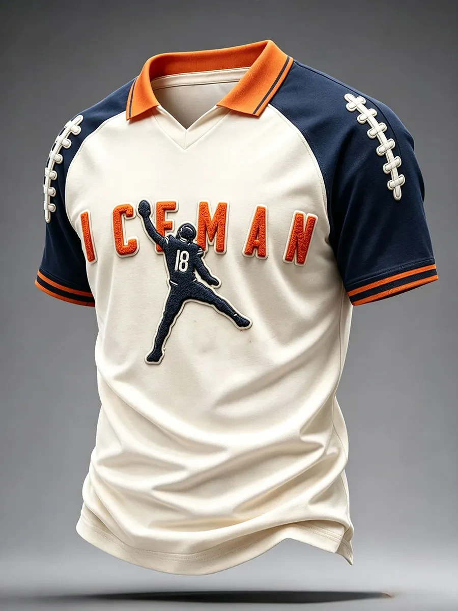 Chicago Bears Merch ICEMAN #18 Chicago Football V-Neck Polo Jersey Game Day Presents 1 - Unicasport Chicago Bears Merch ICEMAN #18 Chicago Football V-Neck Polo Jersey Game Day Presents