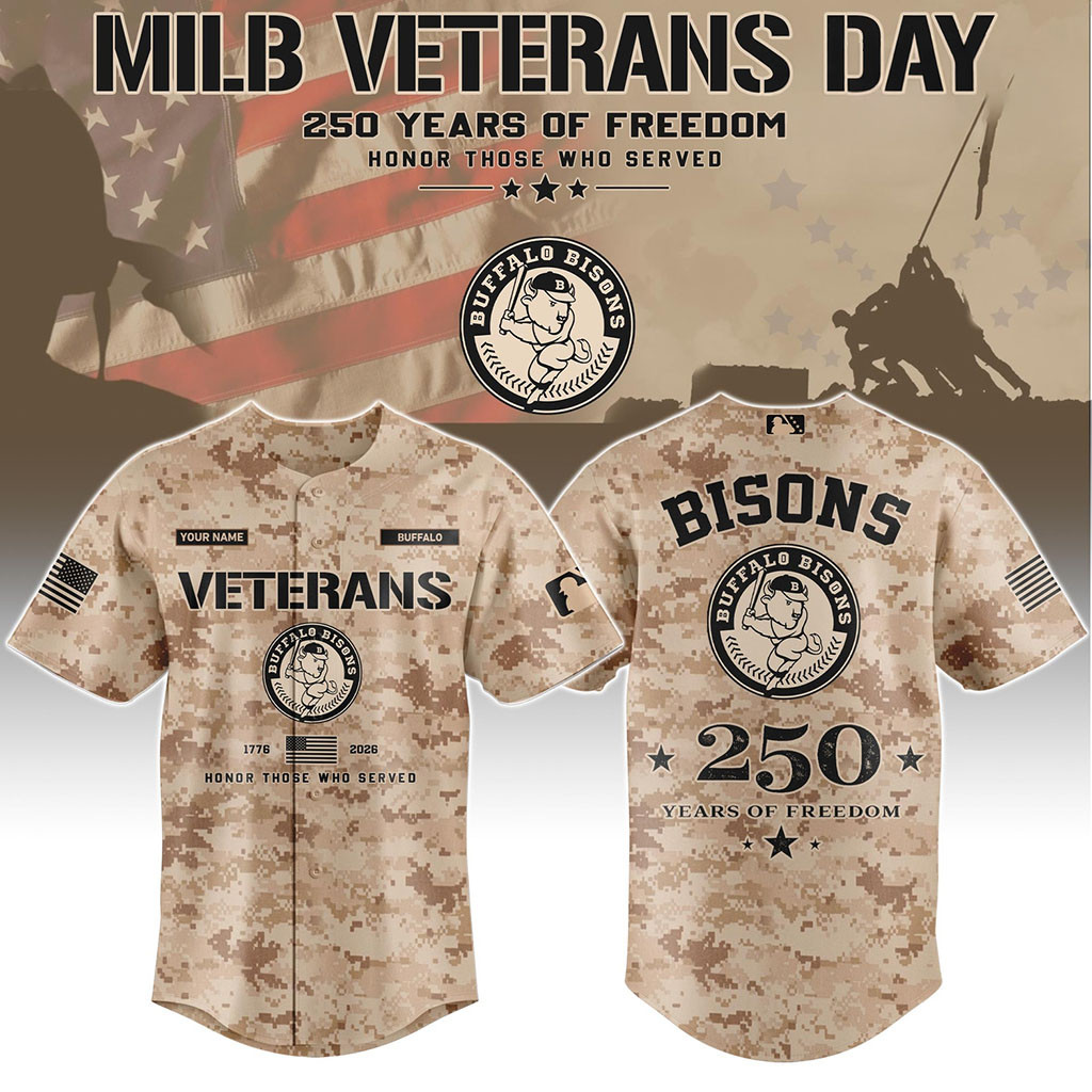 Personalized Buffalo Bisons Veterans Day 2026 Baseball Jersey Buffalo Bisons Merch Fan Gifts 1 - Unicasport Personalized Buffalo Bisons Veterans Day 2026 Baseball Jersey Buffalo Bisons Merch Fan Gifts