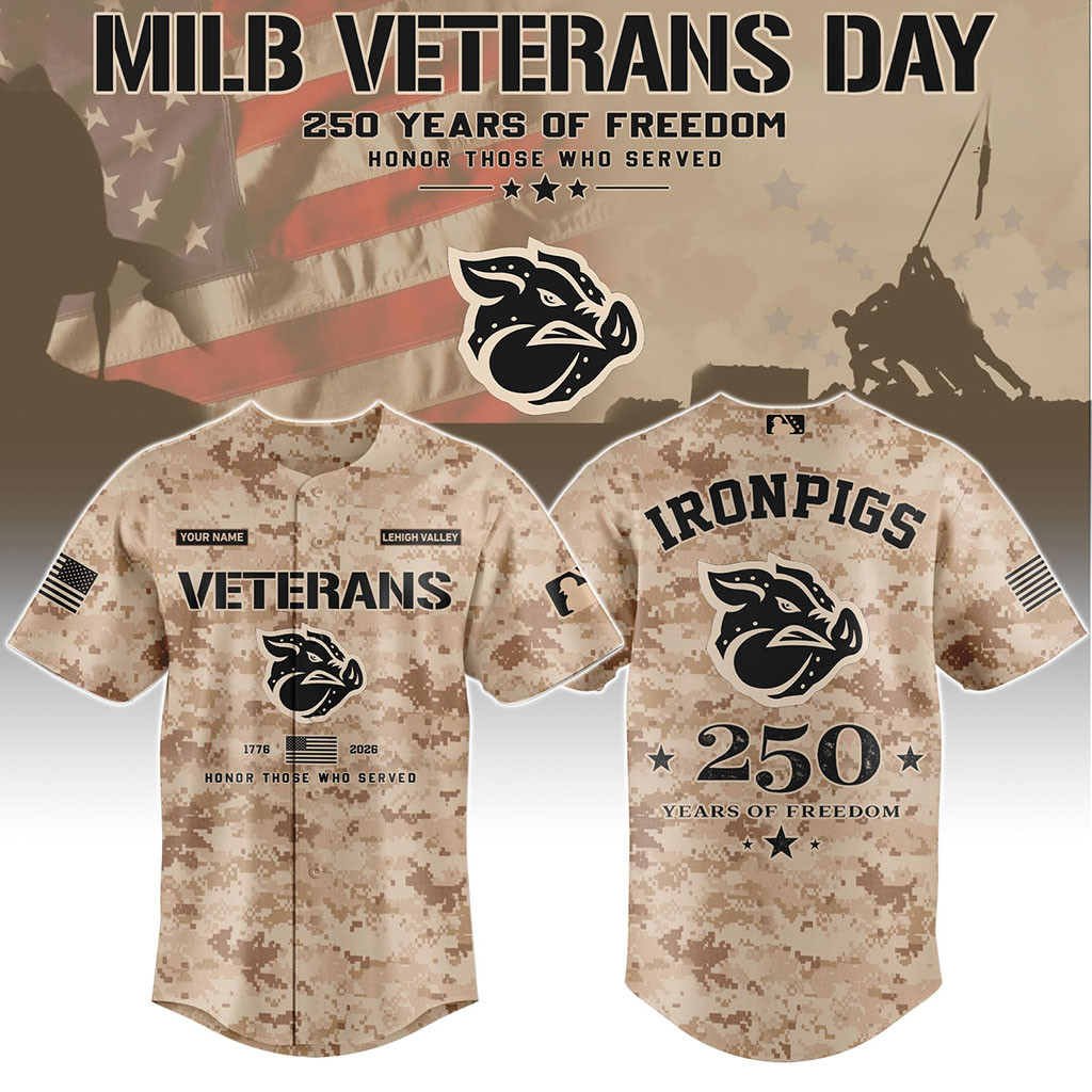 Personalized Lehigh Valley Ironpigs Merch Veterans Day 2026 Baseball Jersey Gift For Husband 1 - Unicasport Personalized Lehigh Valley Ironpigs Merch Veterans Day 2026 Baseball Jersey Gift For Husband