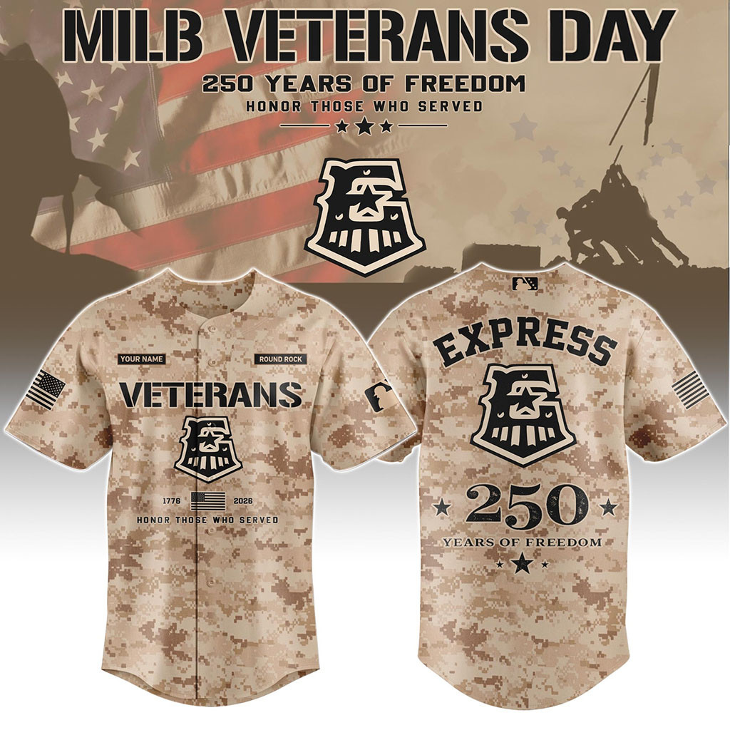 Personalized Round Rock Express Merch Veterans Day 2026 Baseball Jersey Best Patriotic Gifts 1 - Unicasport Personalized Round Rock Express Merch Veterans Day 2026 Baseball Jersey Best Patriotic Gifts