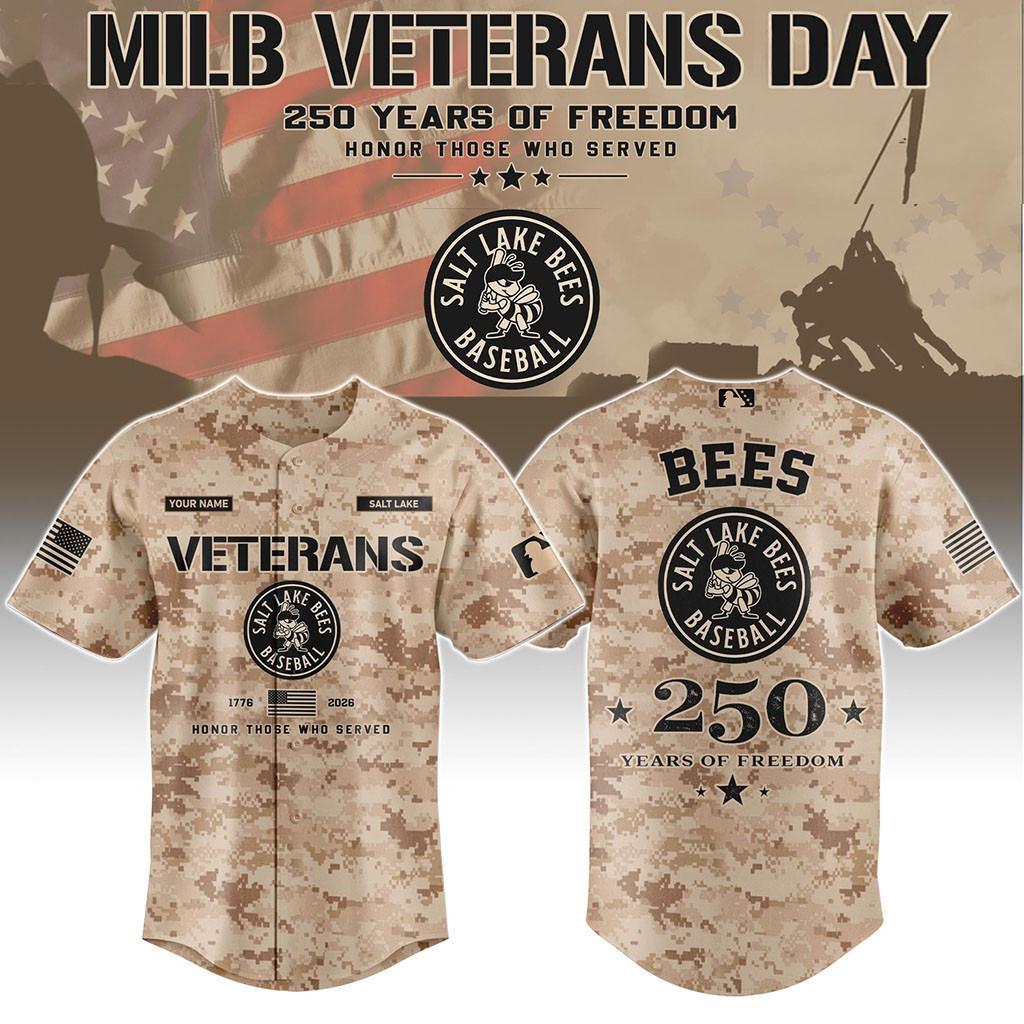 Personalized Salt Lake Bees Merch Veterans Day 2026 Baseball Jersey Presents For Veterans 1 - Unicasport Personalized Salt Lake Bees Merch Veterans Day 2026 Baseball Jersey Presents For Veterans