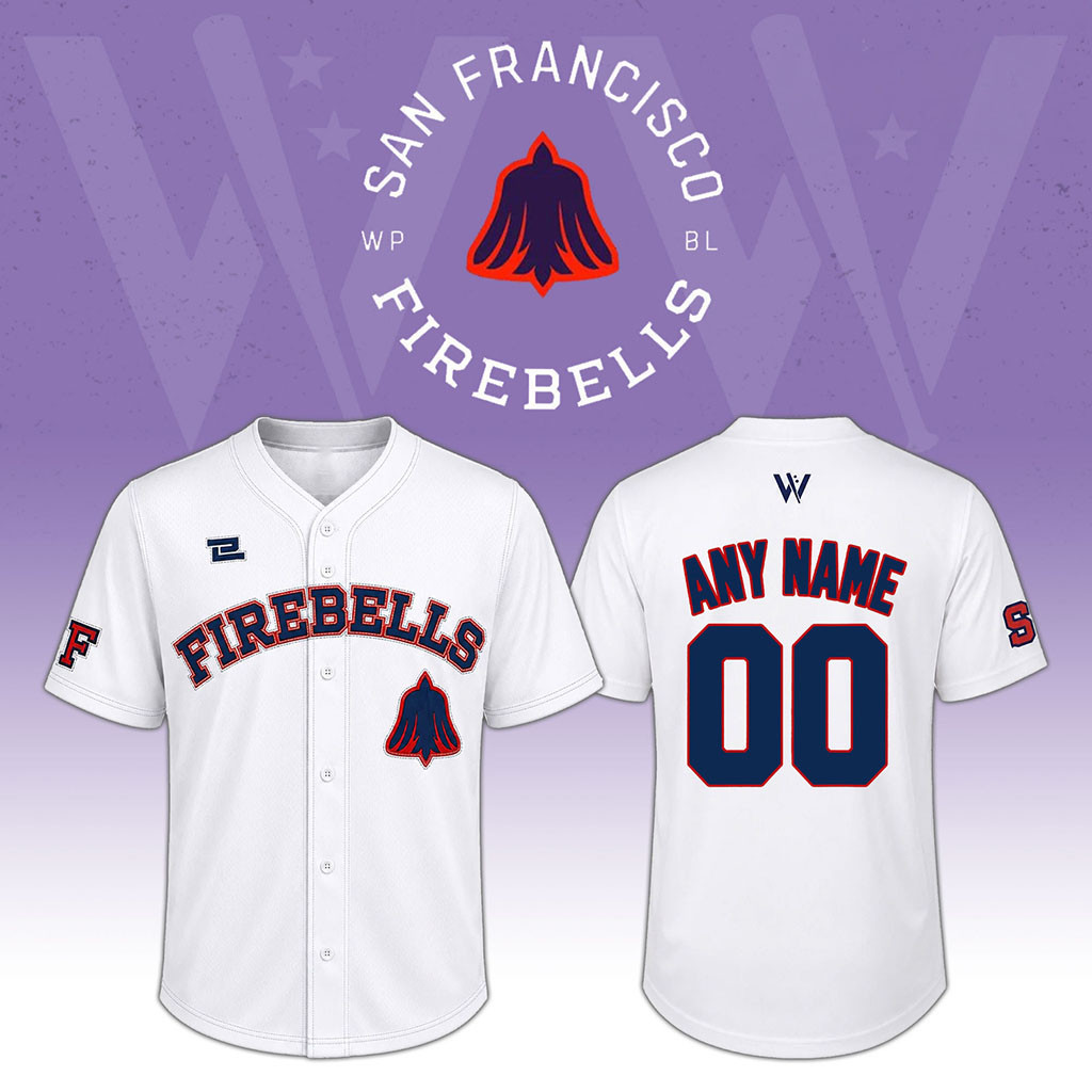 Personalized San Francisco Firebells Home Baseball Jersey SF Firebells Merch Gift For Fans 1 - Unicasport Personalized San Francisco Firebells Home Baseball Jersey SF Firebells Merch Gift For Fans