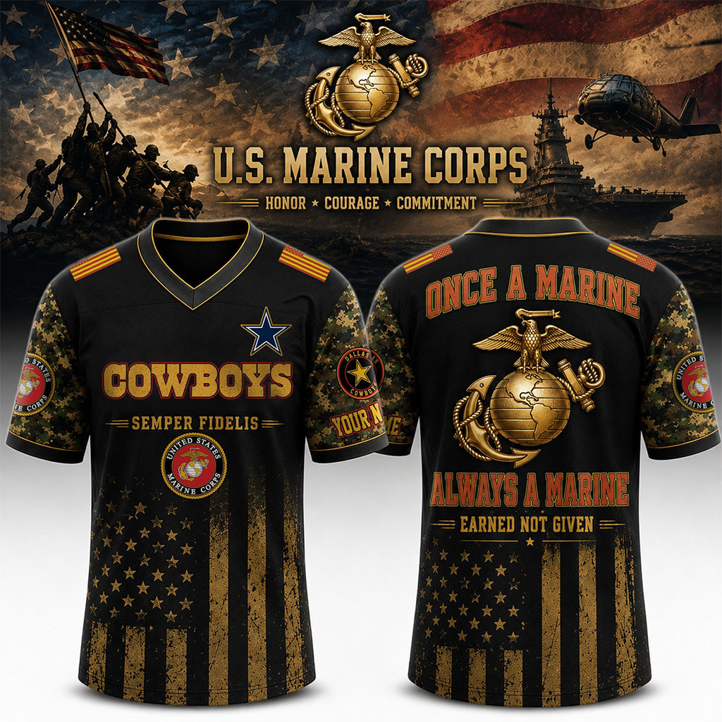 Personalized Dallas Cowboys US Marine Corps Jersey Once A Marine Always A Marine Jersey Gifts 1 - Unicasport Personalized Dallas Cowboys US Marine Corps Jersey Once A Marine Always A Marine Jersey Gifts