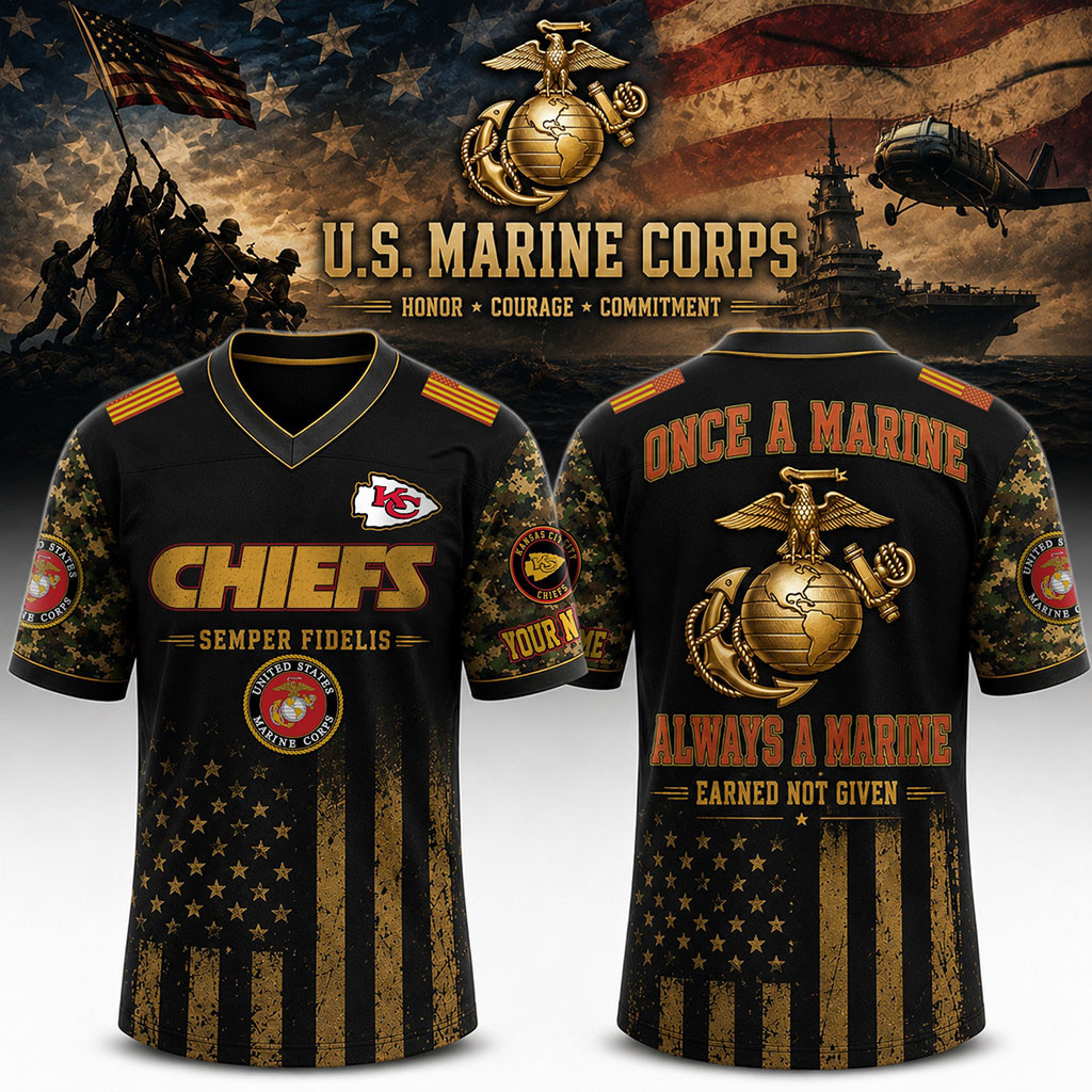 Personalized Kansas City Chiefs US Marine Corps Baseball Jersey KC Chiefs Merch Veteran Gifts 1 - Unicasport Personalized Kansas City Chiefs US Marine Corps Baseball Jersey KC Chiefs Merch Veteran Gifts