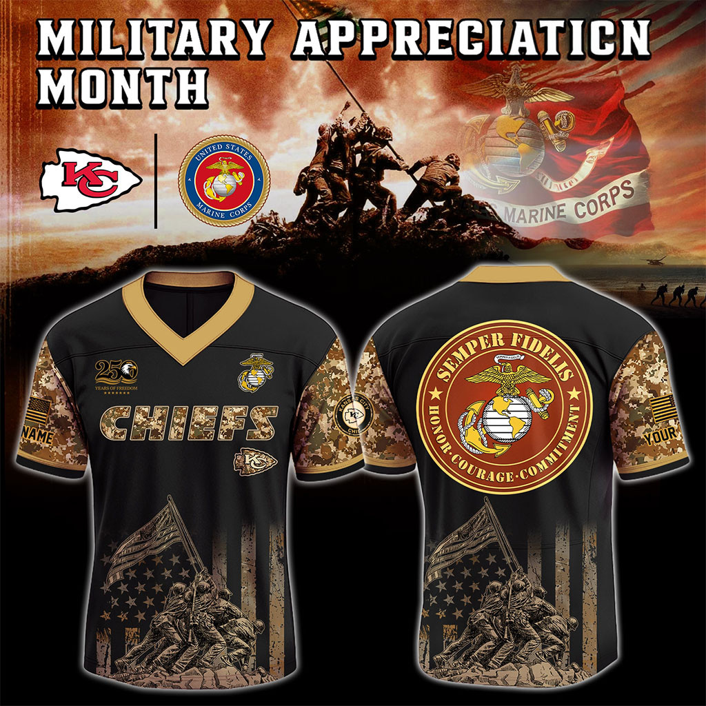 Personalized Kansas City Chiefs USMC Tribute Jersey Military Appreciation KC Chiefs Merch 1 - Unicasport Personalized Kansas City Chiefs USMC Tribute Jersey Military Appreciation KC Chiefs Merch