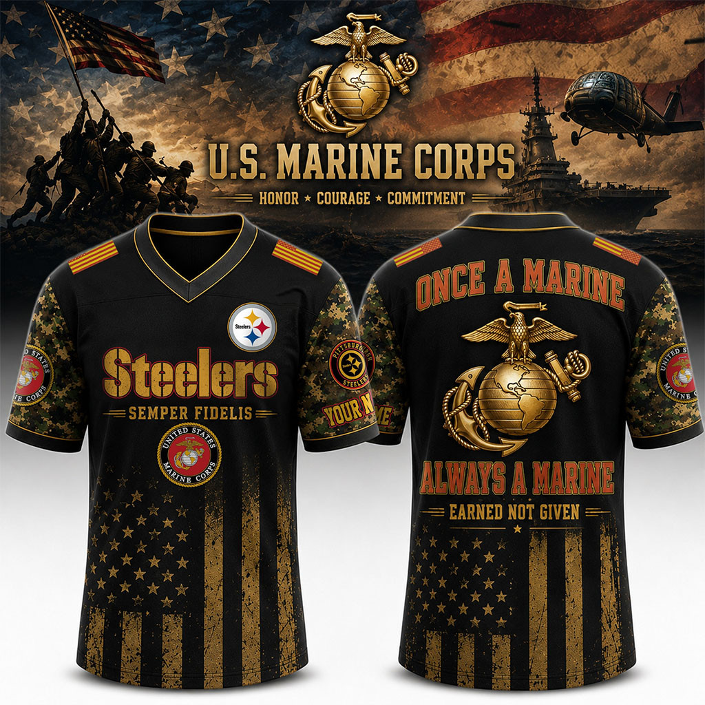 Personalized Pittsburgh Steelers US Marine Corps Jersey Steelers Merch Veteran Gifts For Him 1 - Unicasport Personalized Pittsburgh Steelers US Marine Corps Jersey Steelers Merch Veteran Gifts For Him