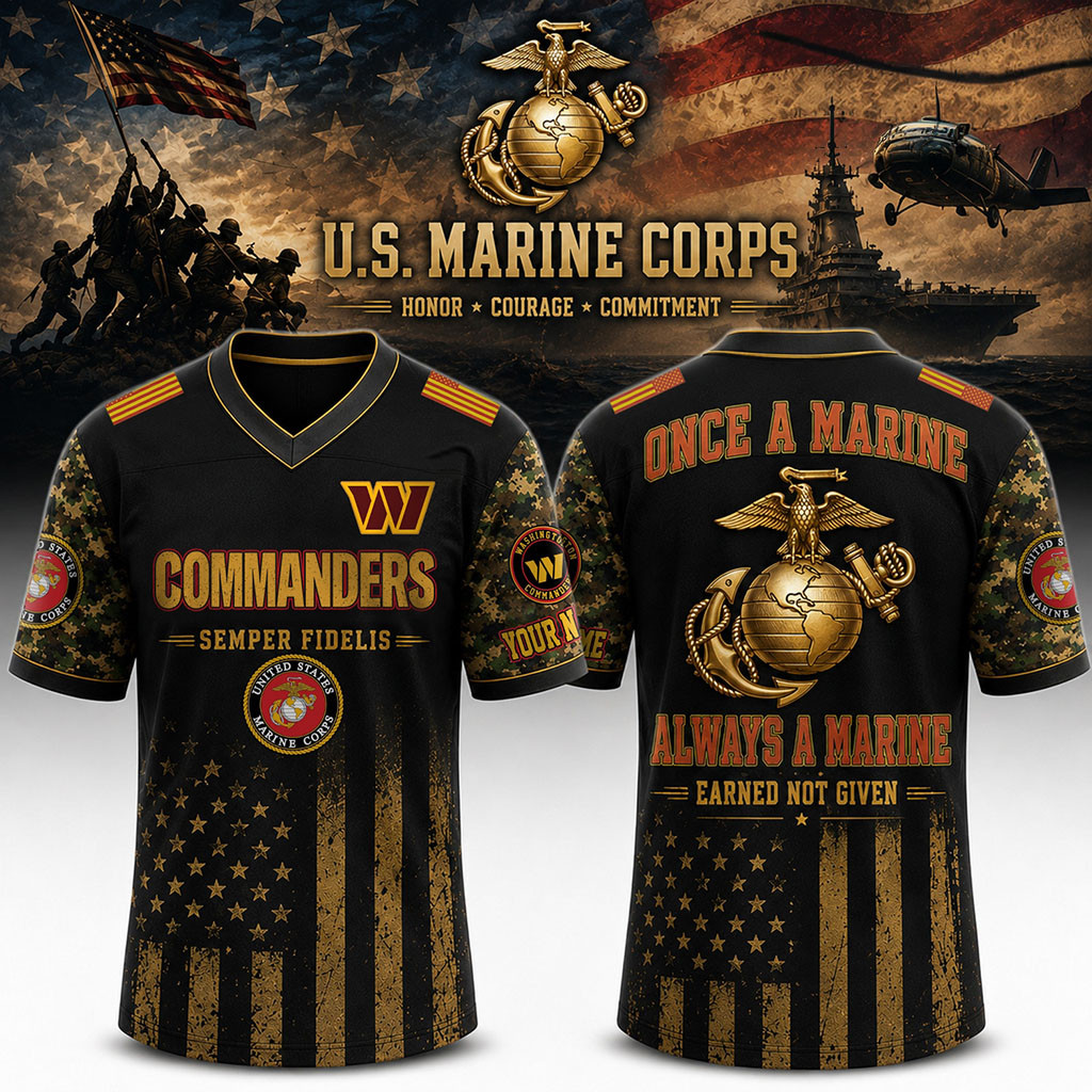 Personalized Washington Commanders US Marine Corps Jersey Commanders Merch Veteran Gifts 1 - Unicasport Personalized Washington Commanders US Marine Corps Jersey Commanders Merch Veteran Gifts