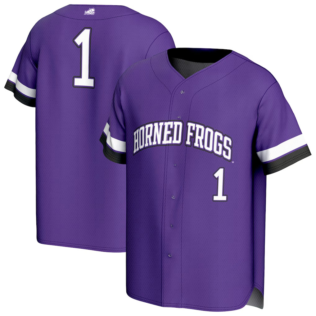TCU Horned Frogs Merch 2026 TCU Horned Frogs GameDay Greats Collegiate Baseball Jersey For Sale 1 - Unicasport TCU Horned Frogs Merch 2026 TCU Horned Frogs GameDay Greats Collegiate Baseball Jersey For Sale