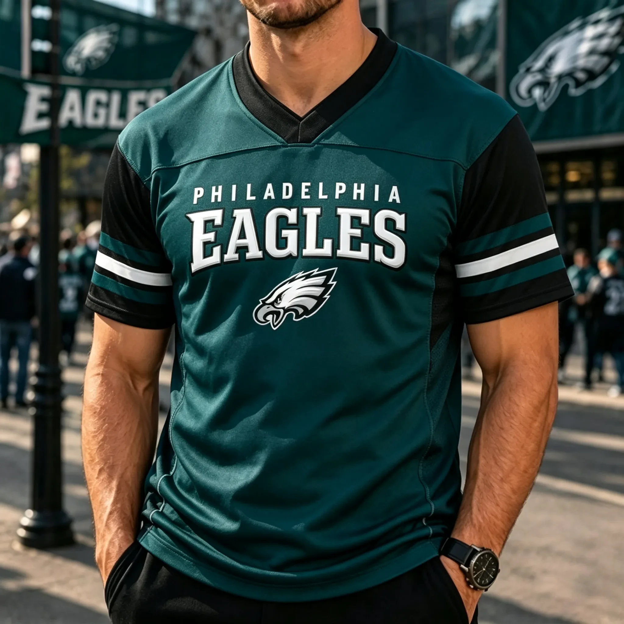 Philadelphia Eagles Merch Philadelphia Football Go Birds V-Neck Jersey Game Day Presents 1 - Unicasport Philadelphia Eagles Merch Philadelphia Football Go Birds V-Neck Jersey Game Day Presents