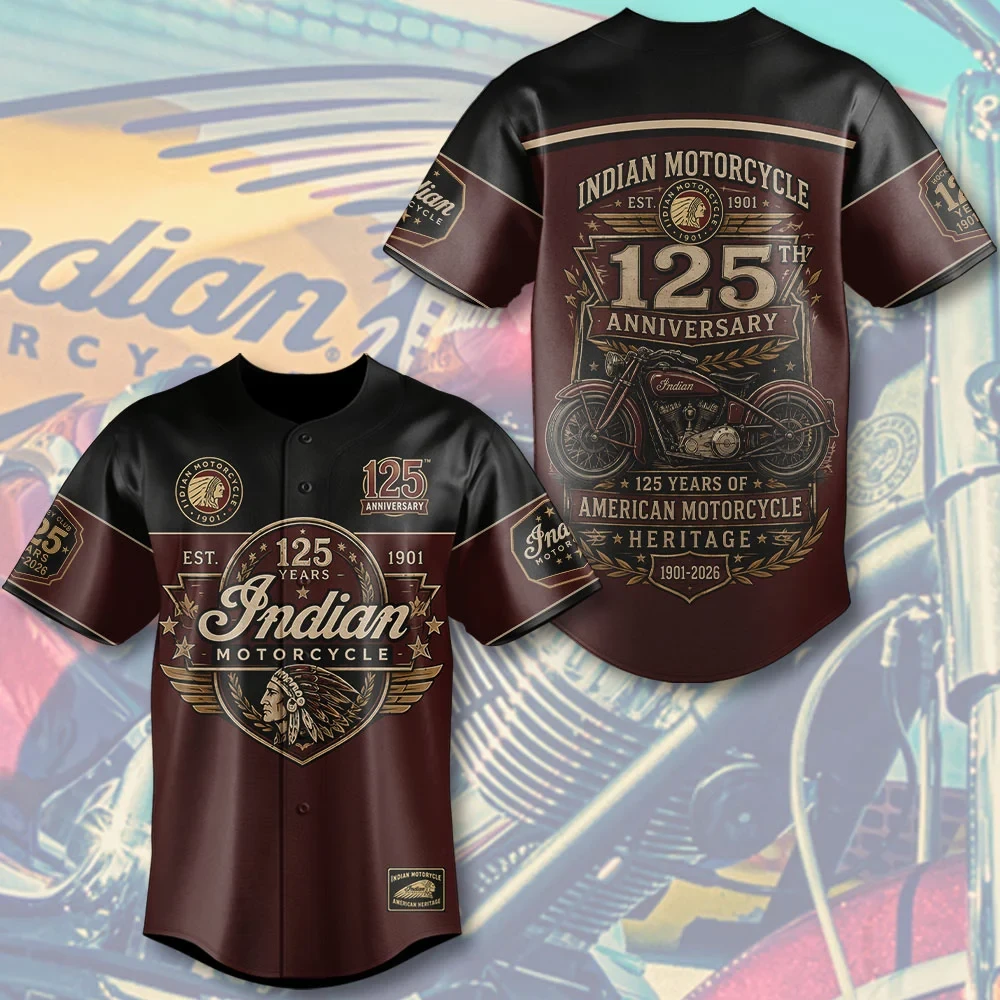 Indian Motorcycle Merch 125 Years Anniversary Baseball Jersey American Motorcycle Biker Gifts 1 - Unicasport Indian Motorcycle Merch 125 Years Anniversary Baseball Jersey American Motorcycle Biker Gifts