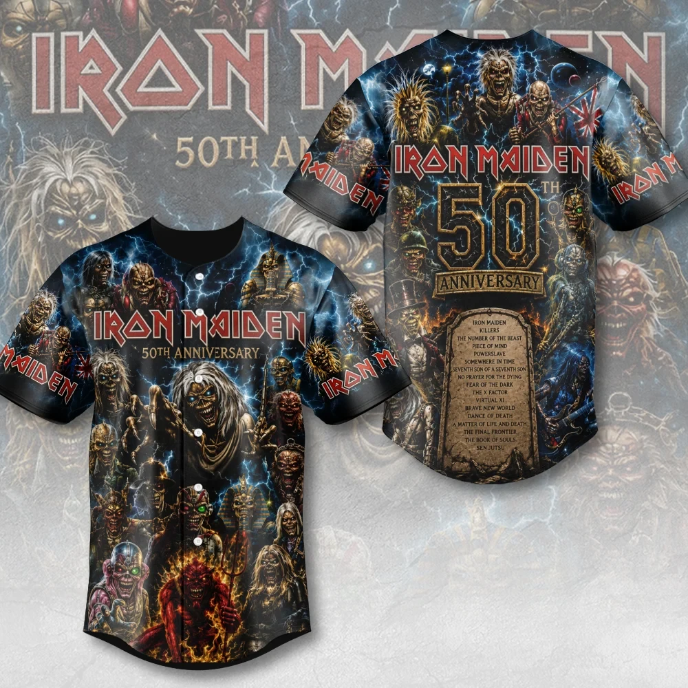 Iron Maiden 50th Anniversary Baseball Jersey Iron Maiden Merch Gifts For Metal Band Fans 1 - Unicasport Iron Maiden 50th Anniversary Baseball Jersey Iron Maiden Merch Gifts For Metal Band Fans