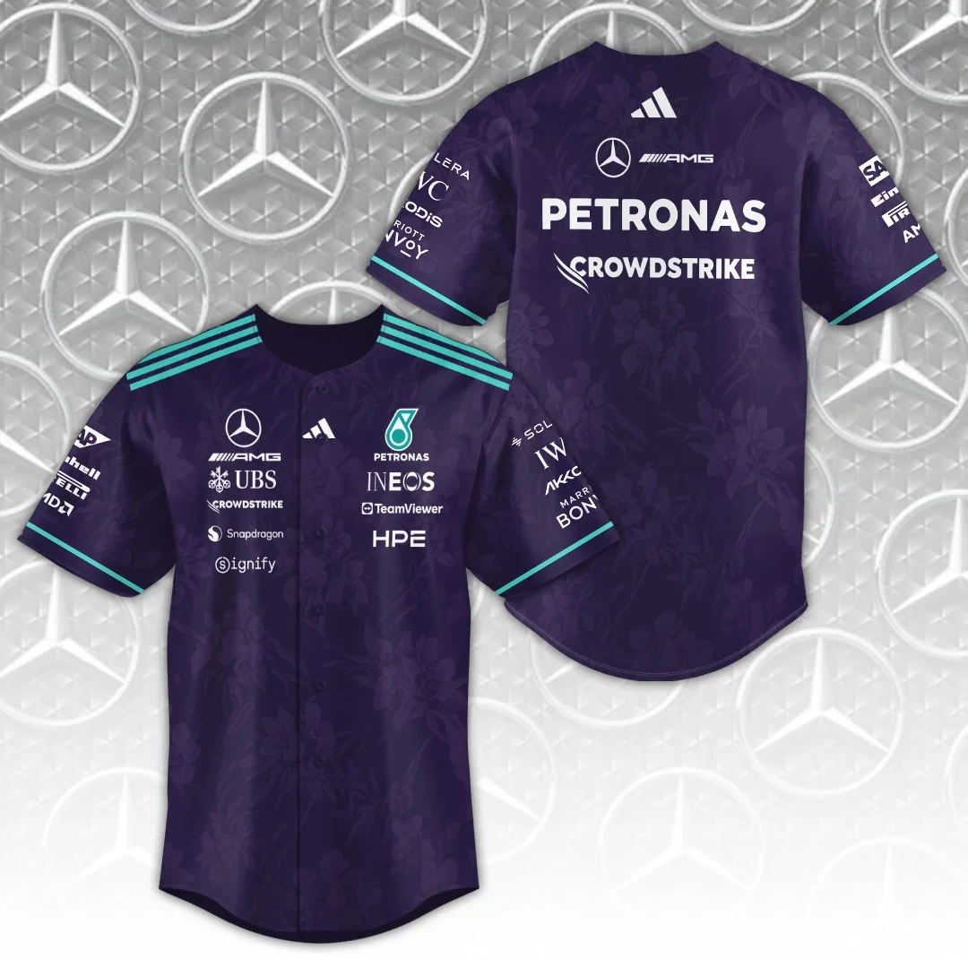 Mercedes AMG Petronas F1 Team Vanda Bloom 2026 Baseball Jersey Best Gifts For Boyfriend 1 - Unicasport Mercedes AMG Petronas F1 Team Vanda Bloom 2026 Baseball Jersey Best Gifts For Boyfriend