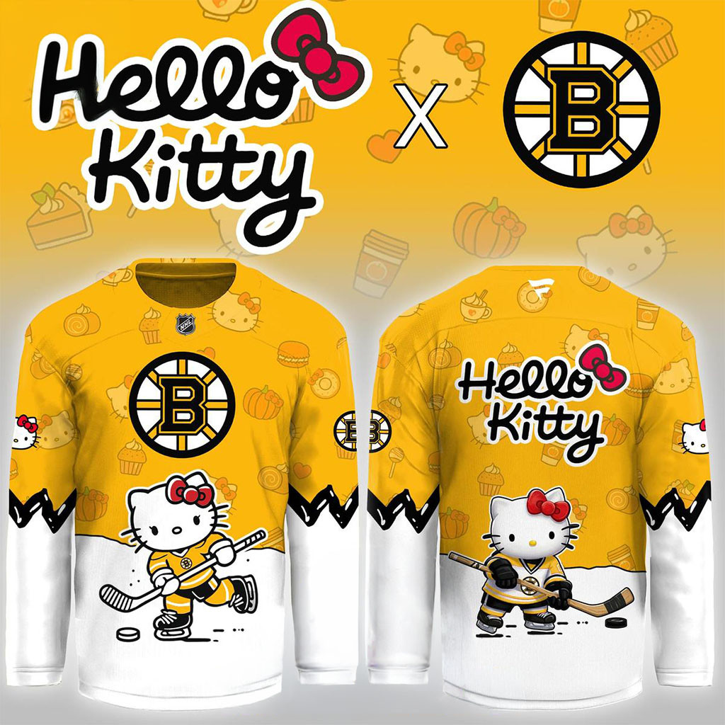Boston Bruins 2026 Hello Kitty x Sanrio Theme Game Hockey Jersey Bruins Merch Gifts For Fan 1 - Unicasport Boston Bruins 2026 Hello Kitty x Sanrio Theme Game Hockey Jersey Bruins Merch Gifts For Fan