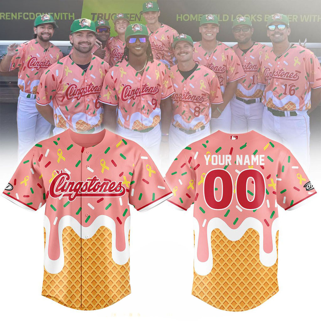 Custom Columbus Clingstones x Icecream Night 2026 Cure Cancer Baseball Jersey Clingstones Merch 1 - Unicasport Custom Columbus Clingstones x Icecream Night 2026 Cure Cancer Baseball Jersey Clingstones Merch