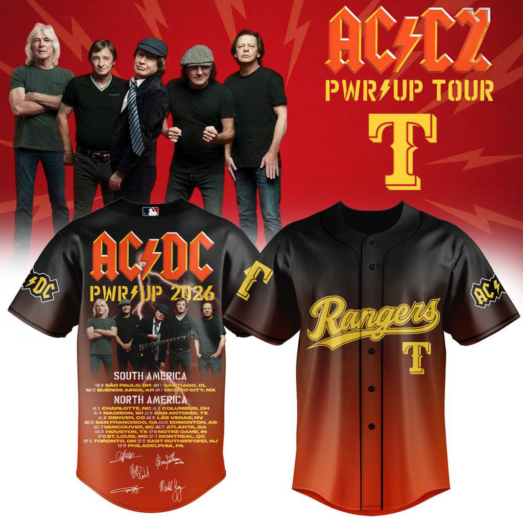 AC DC X Texas Rangers Merch AC DC PWR Up Tour Baseball Jersey Present For Rock Band Fans 1 - Unicasport AC DC X Texas Rangers Merch AC DC PWR Up Tour Baseball Jersey Present For Rock Band Fans