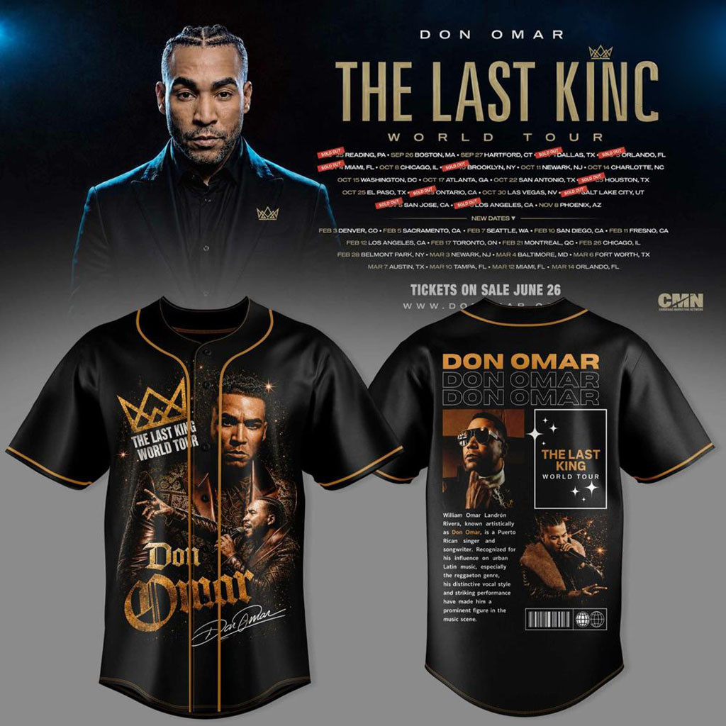 Don Omar The Last King World Tour Baseball Jersey Don Omar Concert Merch 2026 Rap Fan Apparel 1 - Unicasport Don Omar The Last King World Tour Baseball Jersey Don Omar Concert Merch 2026 Rap Fan Apparel